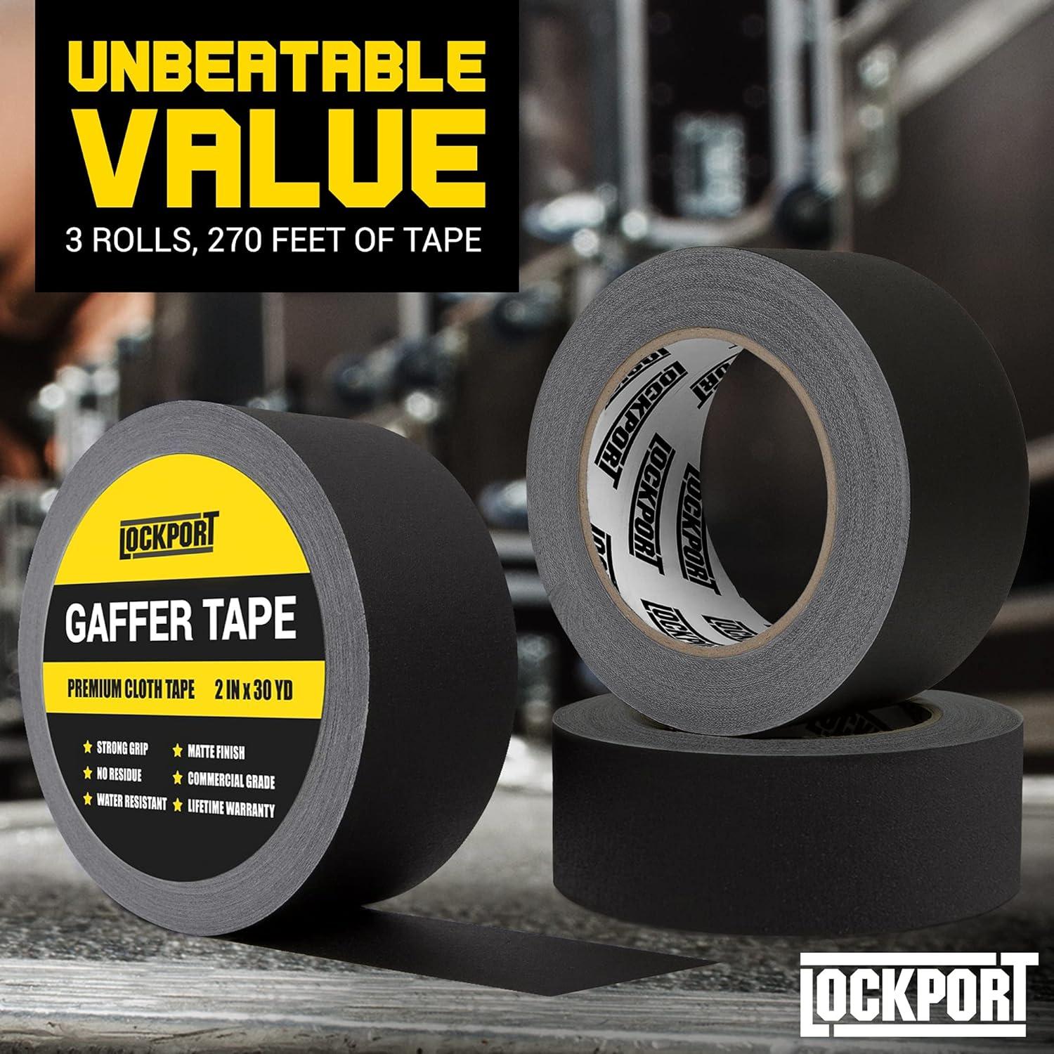 Gaffers Tape Black 2/Pack Heavy Duty, 2 by 30 Yards each, Professional  Grade Gaffer Tape, Non-reflective, No Residue, Hand Tear, Self-adhesive by