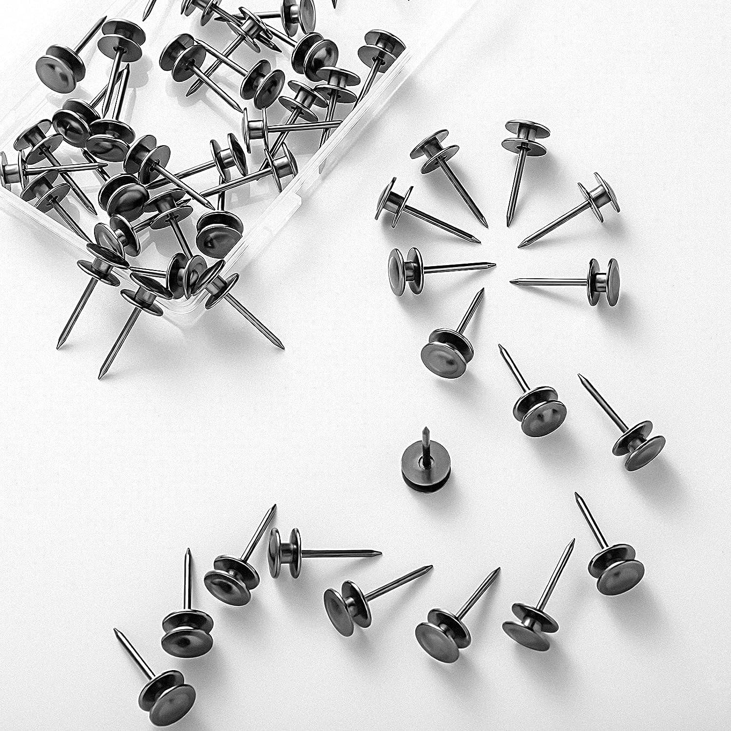 50 Pieces Black Push Pin Metal Wall Hooks Picture Hanging Pin Home Office