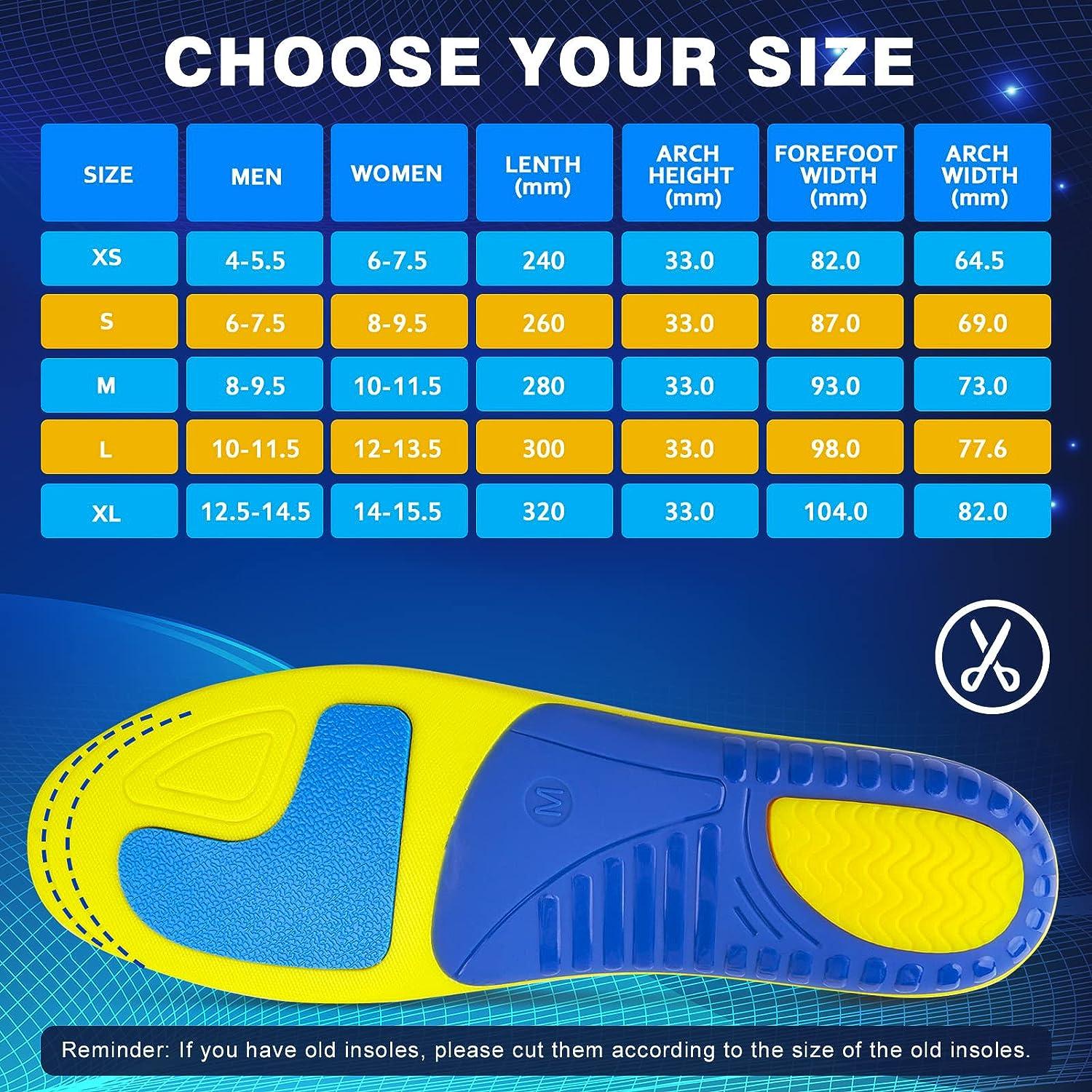 Kelaide Arch Support Insoles for Women & Men, Orthotic Shoe Inserts for  Flat Feet