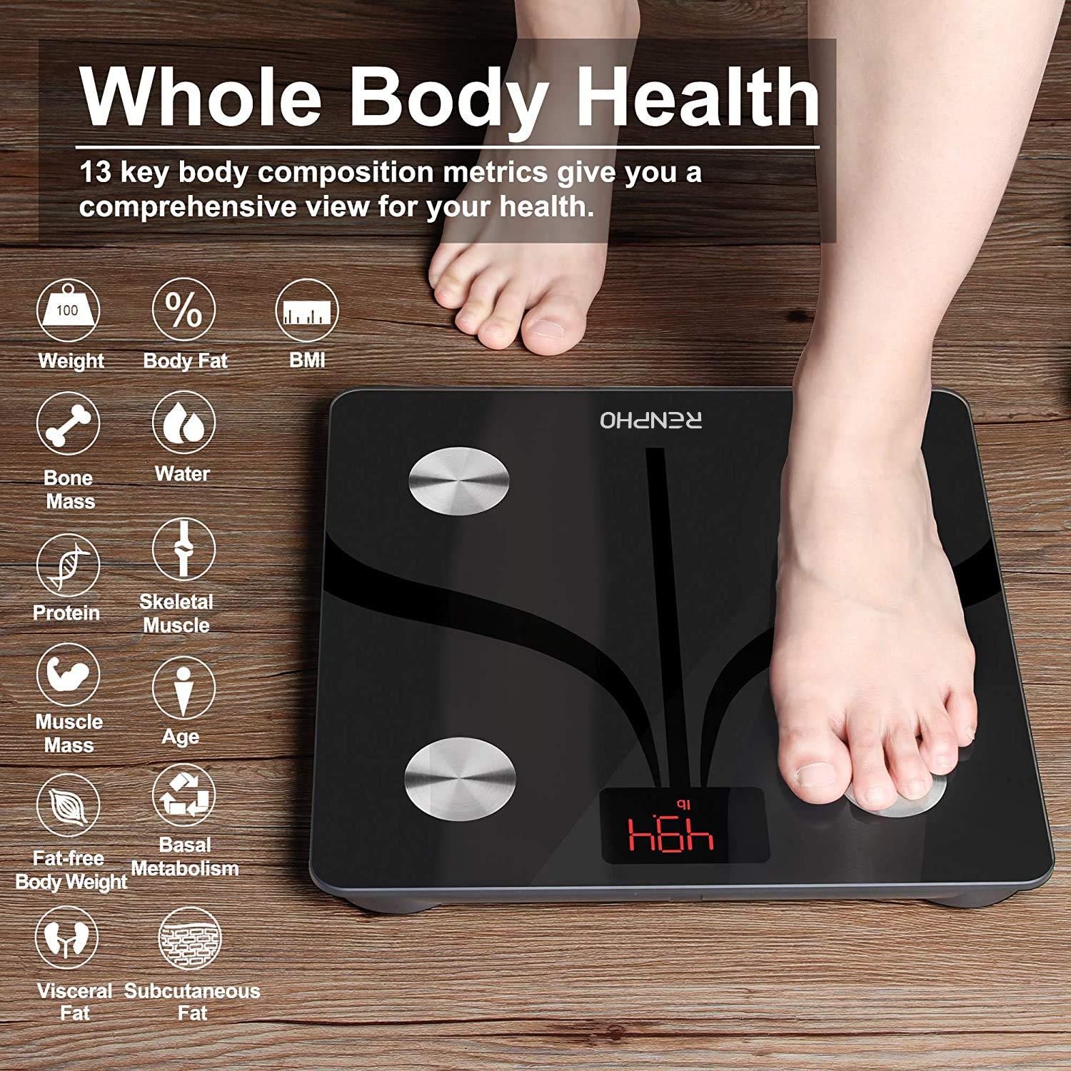 RENPHO USB Rechargeable Digital Smart Scales for Body Weight with App, 396 lbs