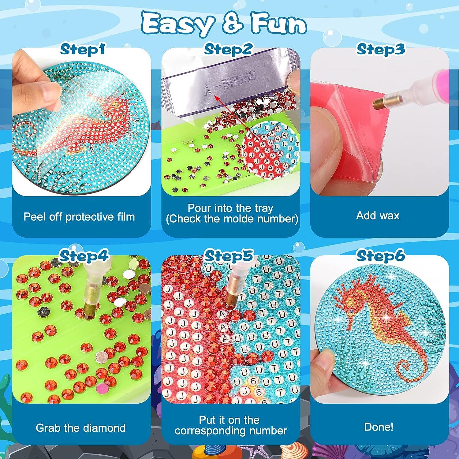  Diamond Painting Coasters Kits: 6 Pack Beach Diamond Art  Coasters