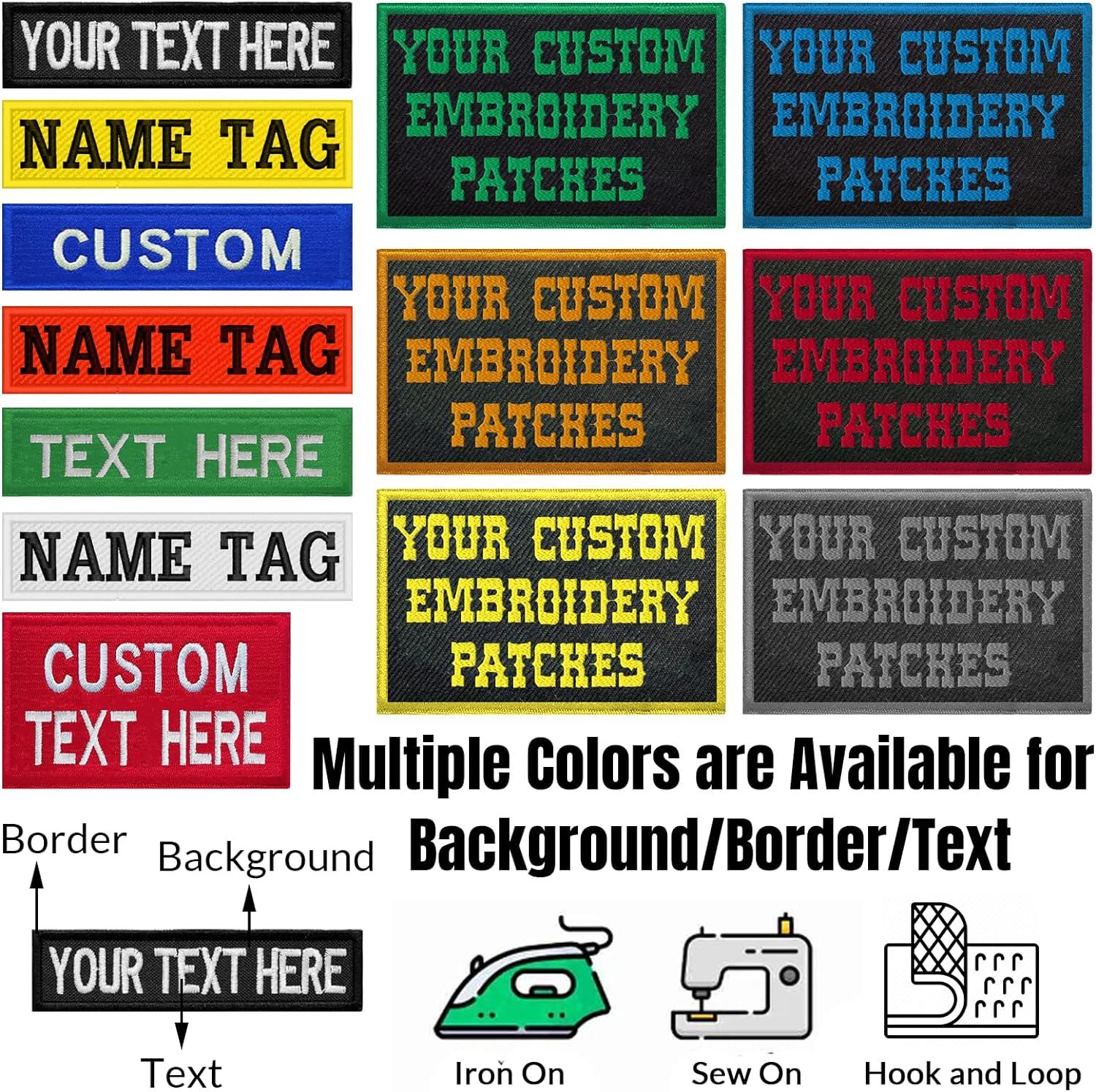 Oval Custom Text Name Patches, Fully Embroidered Patch – Stitch