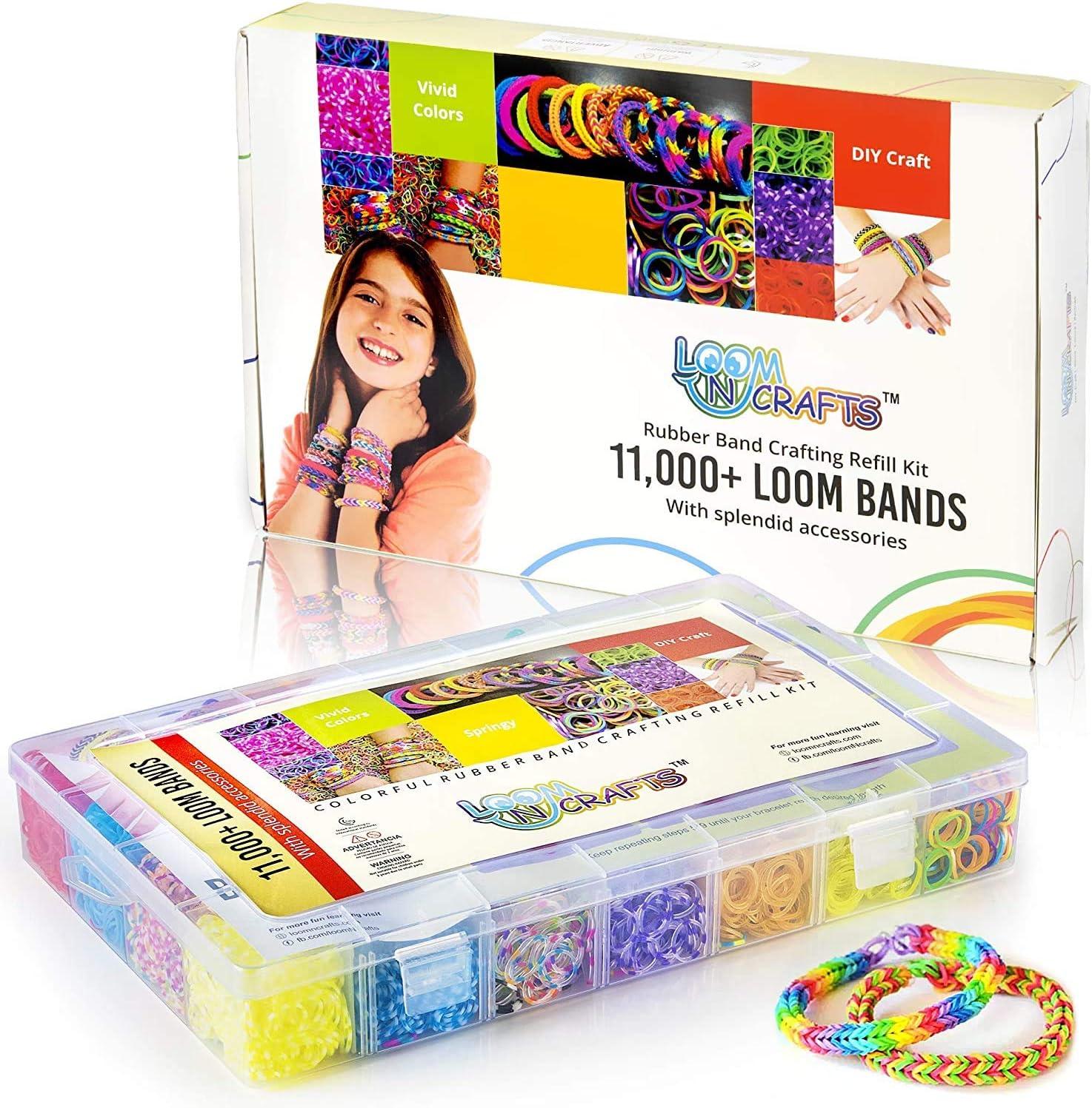 Generic Refill Bands Pack of 1200 Glitter Style 1 Rubber Bands with 50  S-Clips