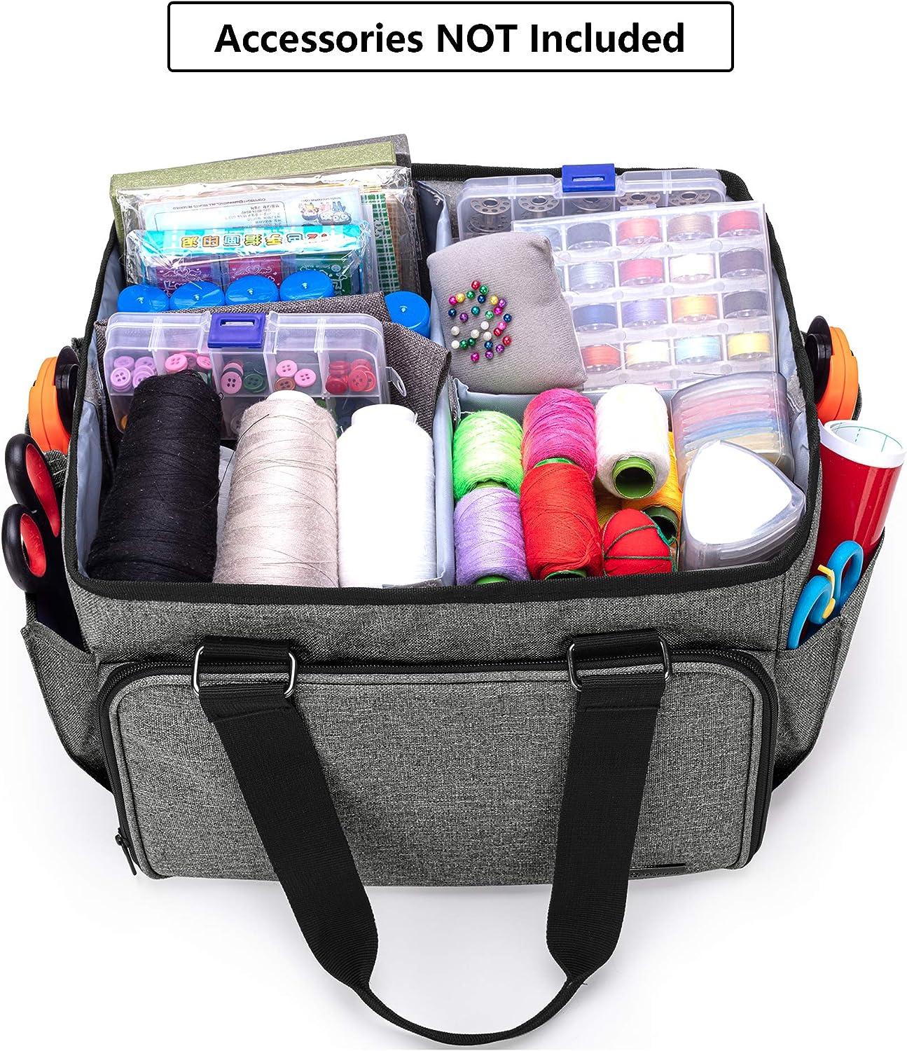 YARWO Sewing Accessories Organizer Craft Storage Tote Bag with Pockets for  Sewing Accessories and Craft Supplies Gray