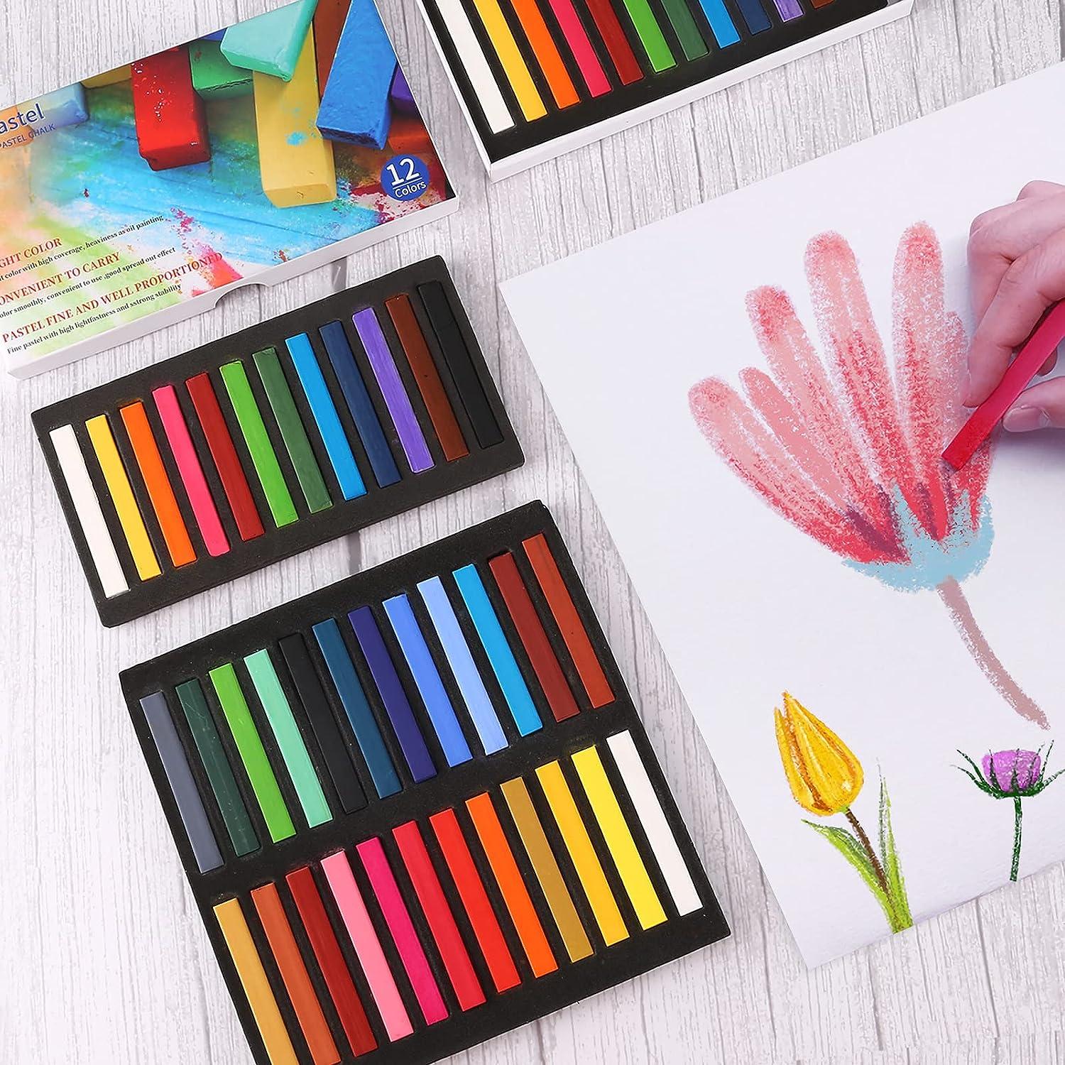 LOONENG Non Toxic Soft Pastels Chalk Soft Chalk Pastels Stick for Crafts  Projects Drawing Blending Layering Shading 24 Brilliant Assorted Colors 24  Colors