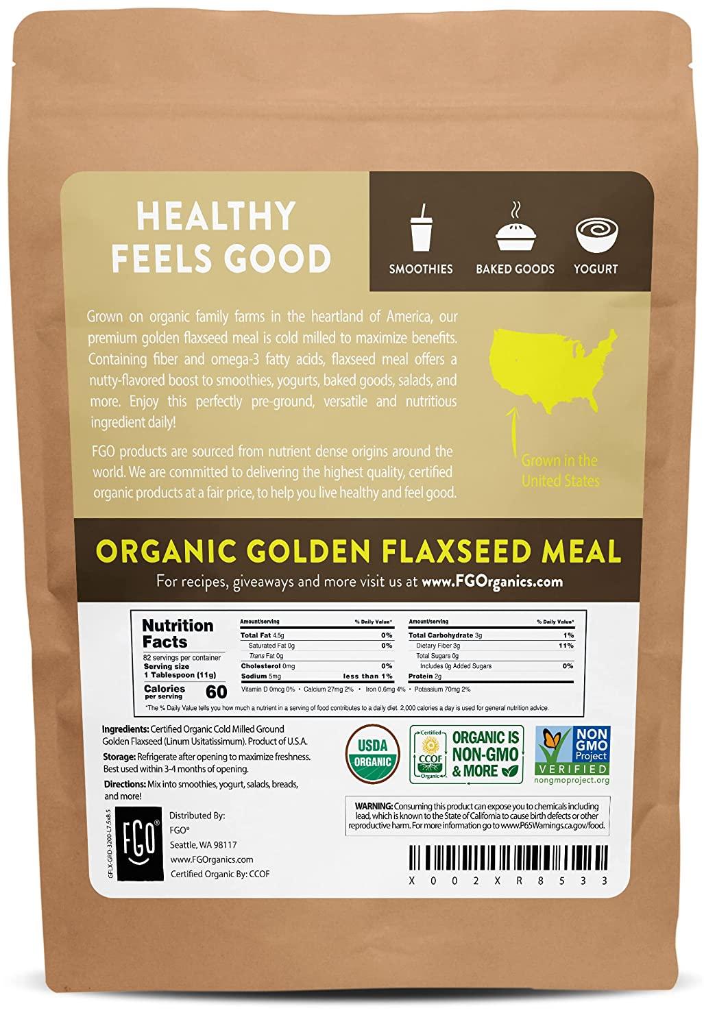 Organic Flaxseed Meal, Whole Ground, 32 oz (907 g)
