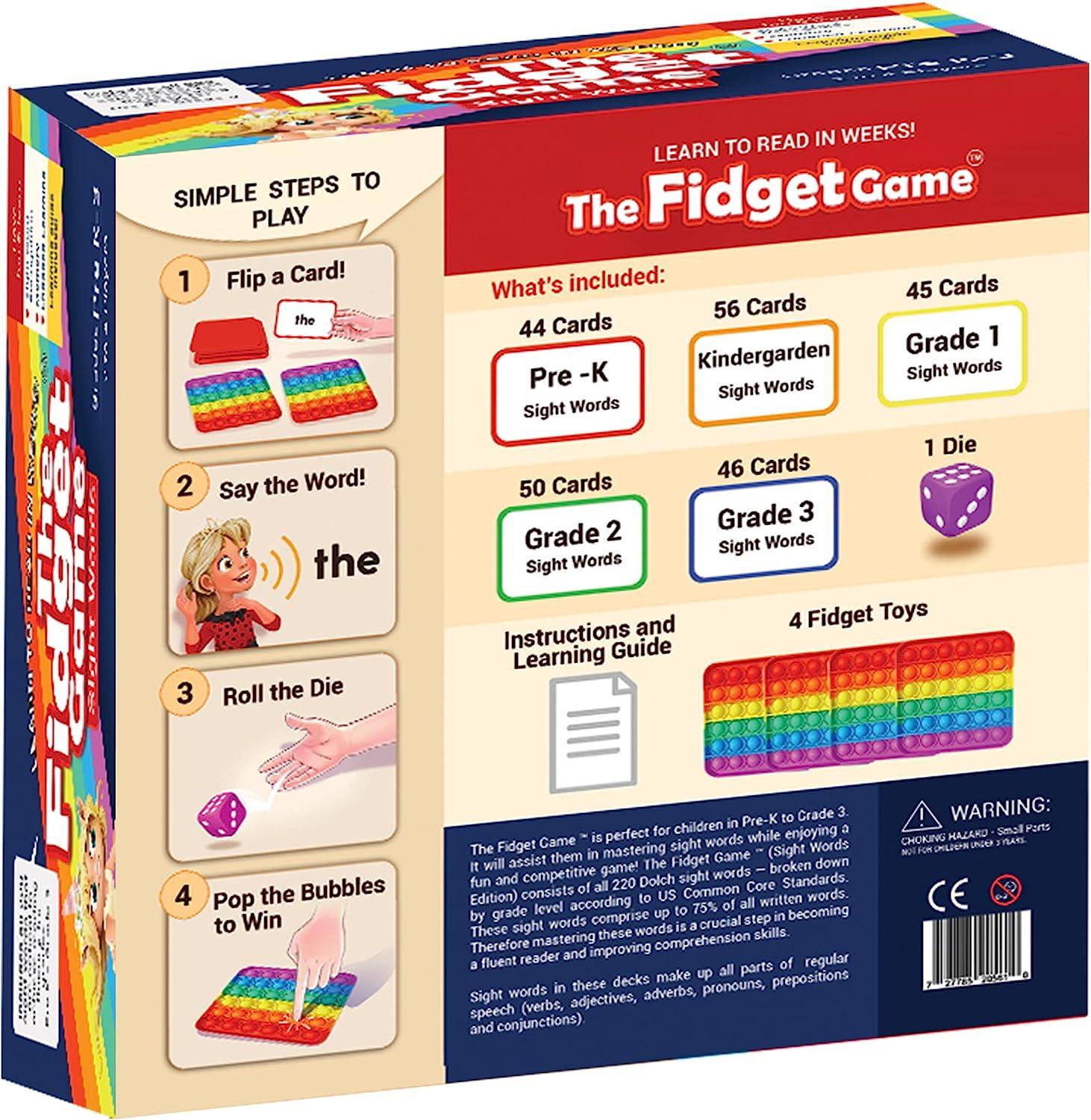 The Fidget Game Learn to Read in Weeks Master 220 High-Frequency Dolch  Sight Words Curriculum-Appropriate for Pre-K to Grade 3 - Popping Mats &  Dice