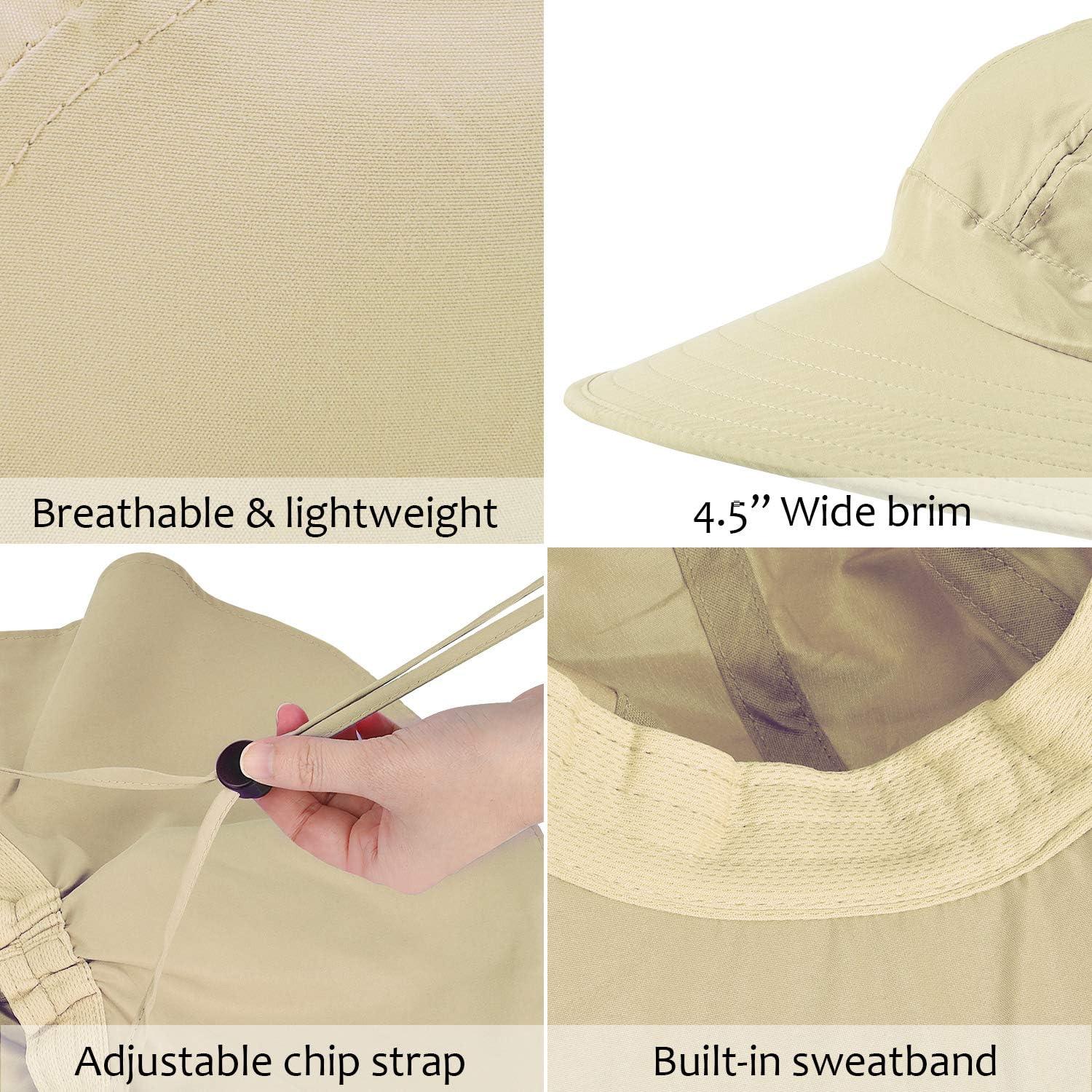 Solaris Women's Sun Hats Neck Flap Large Brim UV Protection Foldable Fishing  Hiking Cap Tan