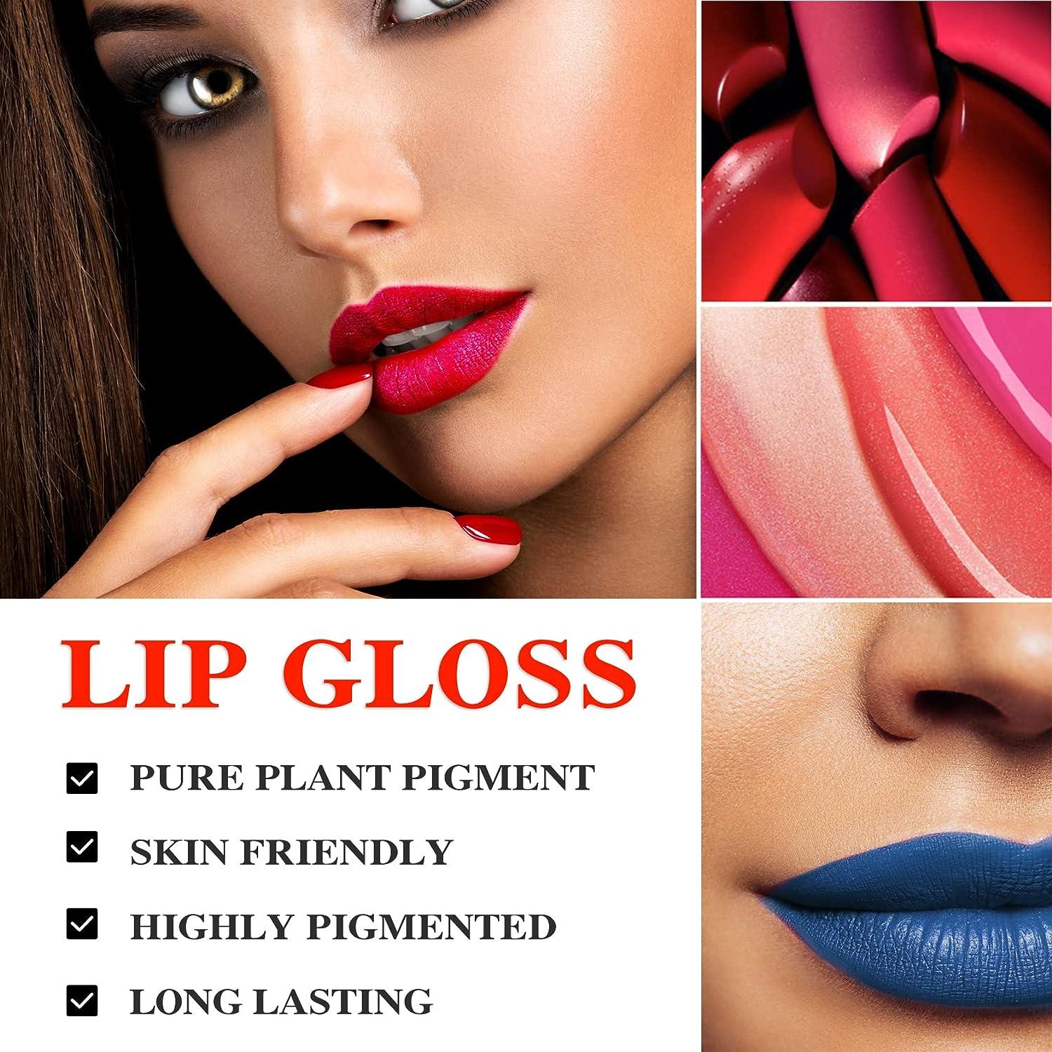  QIUFSSE 12 Colors DIY Lip Gloss Pigment Set，Liquid