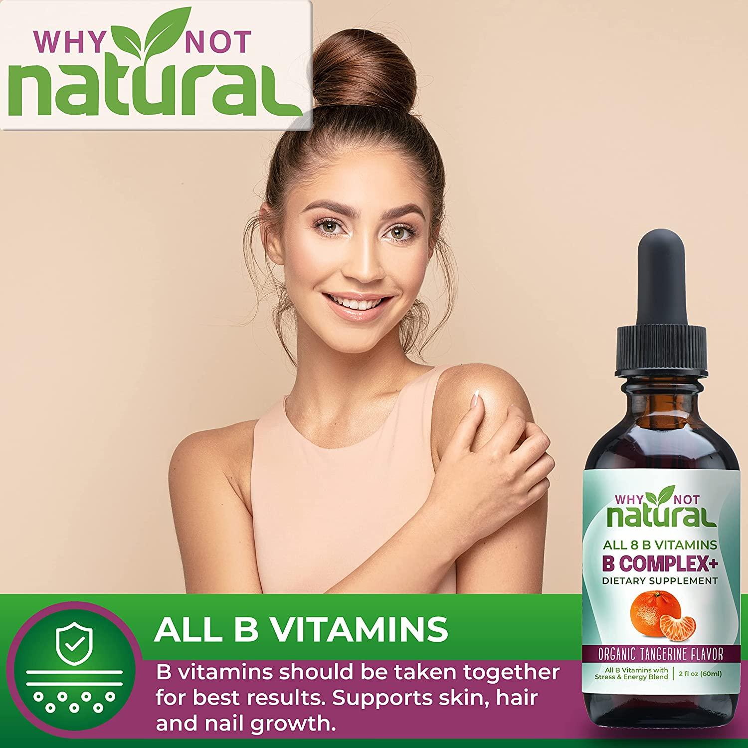 Vitamin B Complex Liquid Drops Organic Supplement for Women Vegan