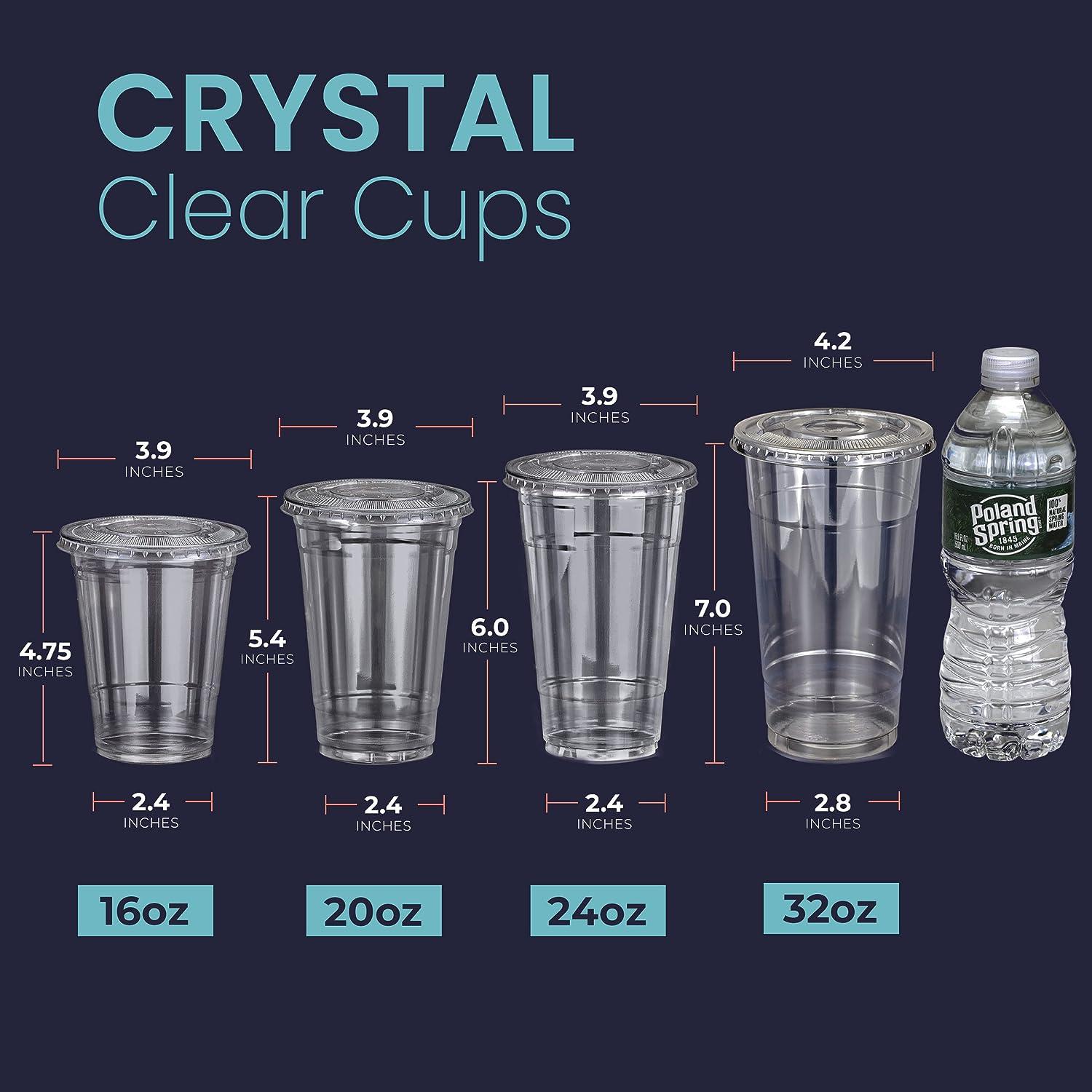 Fit Meal Prep 100 Pack 24 oz Clear Plastic Cups With Flat Slotted Lids for  Iced Cold Drinks Coffee Tea Smoothie Bubble Boba, Disposable, Extra Large  Size