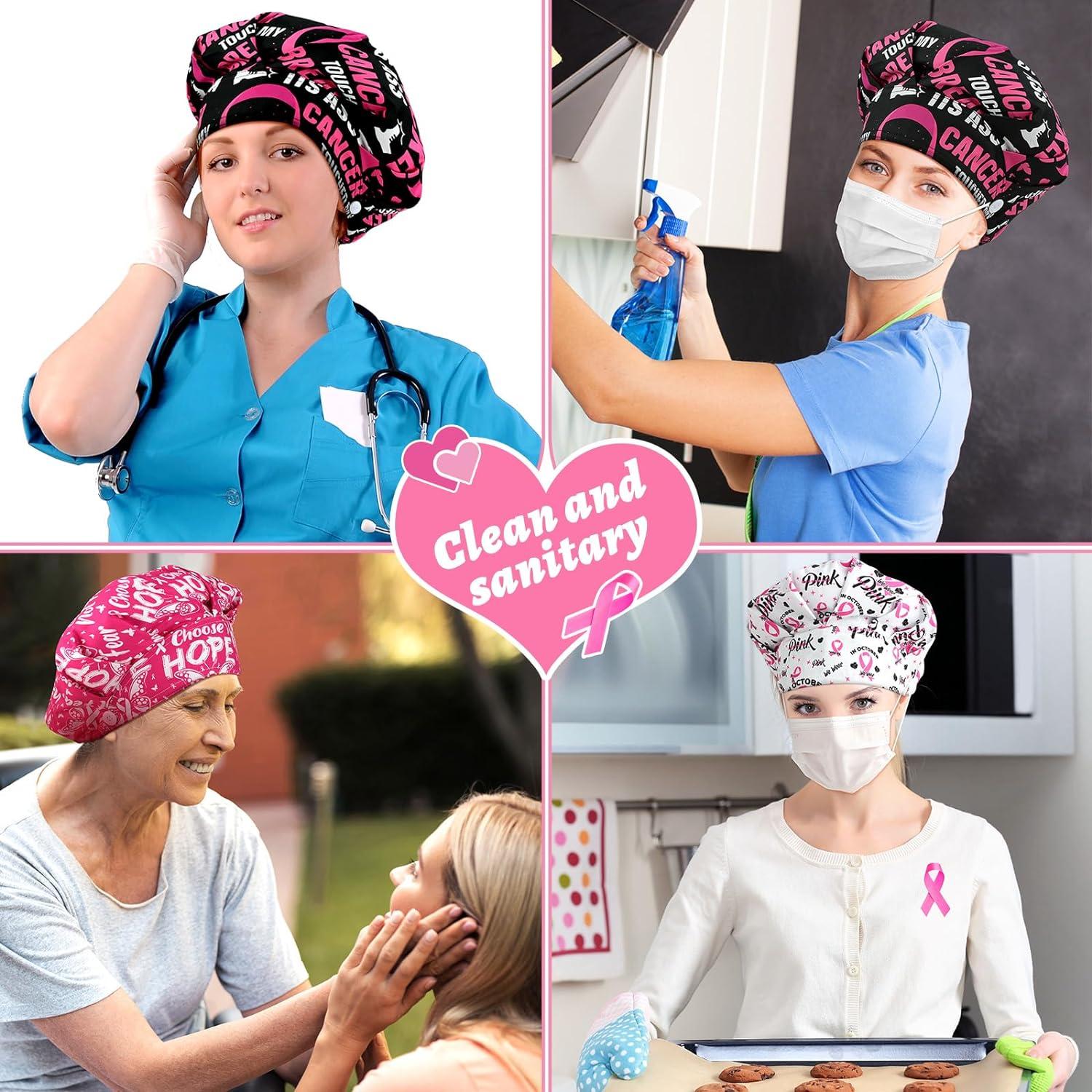 Ear Relief Bouffant Cap (Pink Ribbons - Breast Cancer Awareness