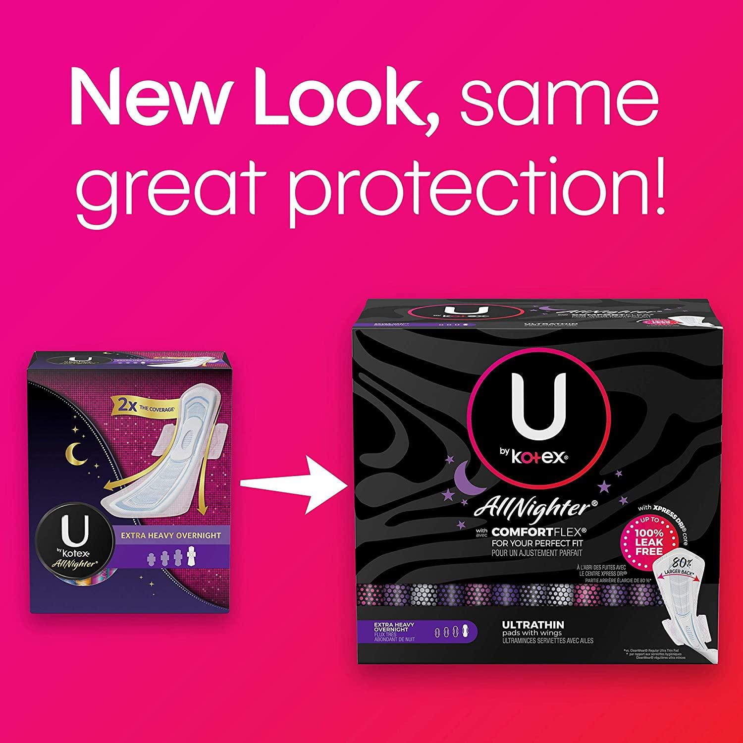 U By Kotex Overnight Extra Ultimate Pads with Wings