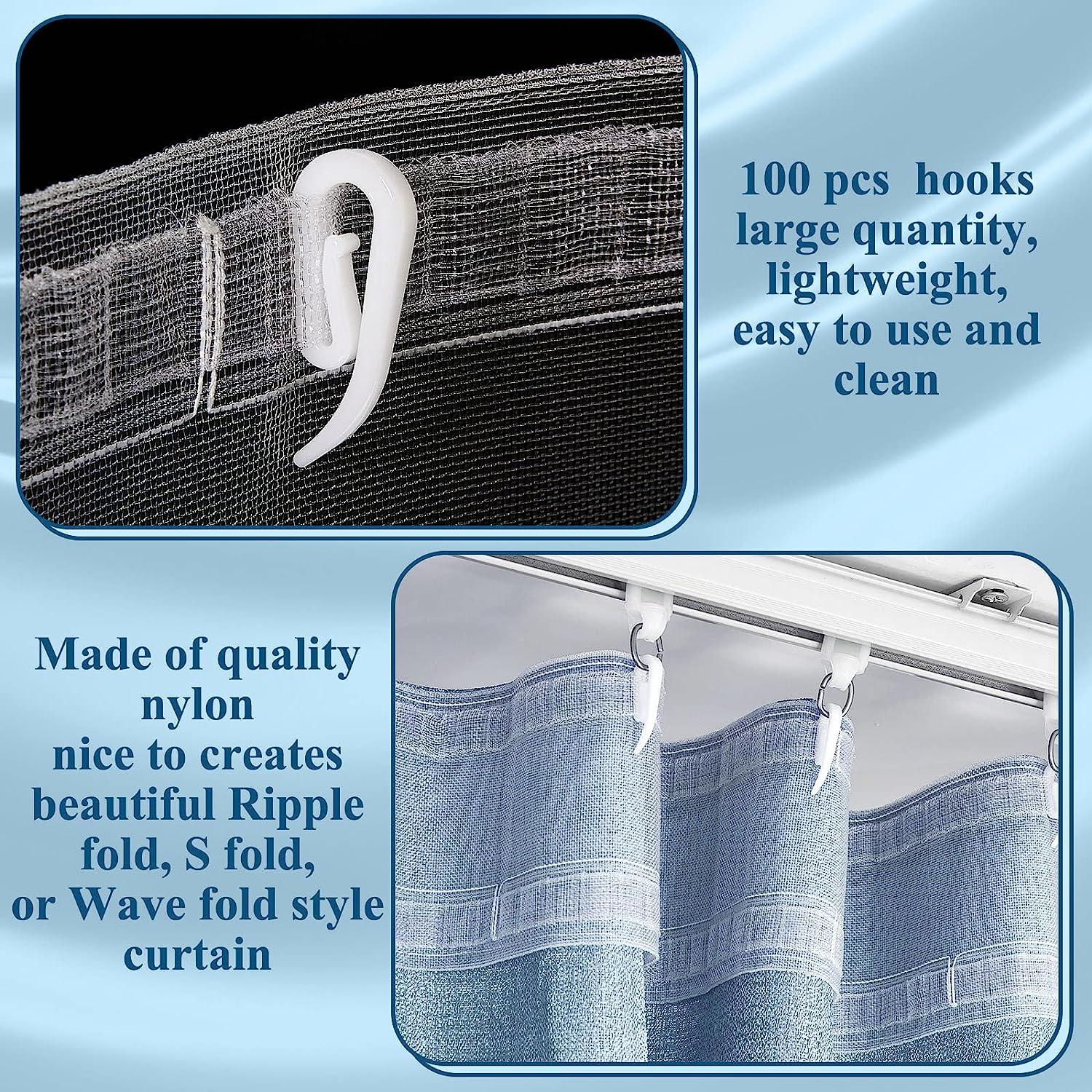 Transparent Wave Curtain Tape Pleat Tape for Curtains Drape Curtain Tape  Ripple Fold Tape 10 Yards/100 Hooks Drapery Tape (10 Yard)