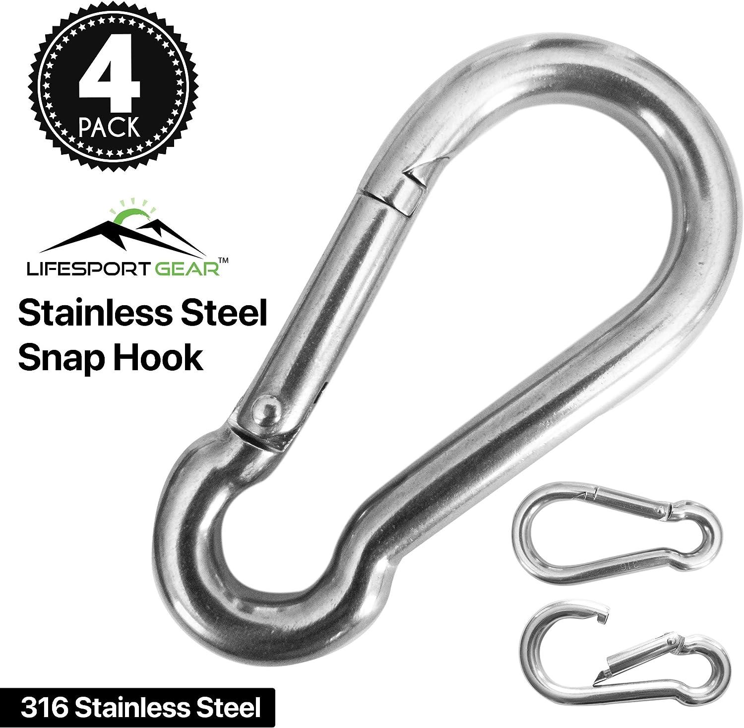 Marine Grade 316 Marked Stainless Steel Carabiner Clips, Heavy