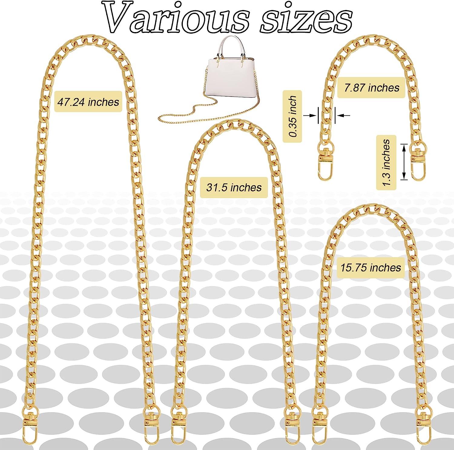 Gondiane 4 Sizes Flat Purse Chain Strap Crossbody Bag Replacement Strap with Metal Buckles(47.2/31.5/15.7/7.9 Inches, Gold)