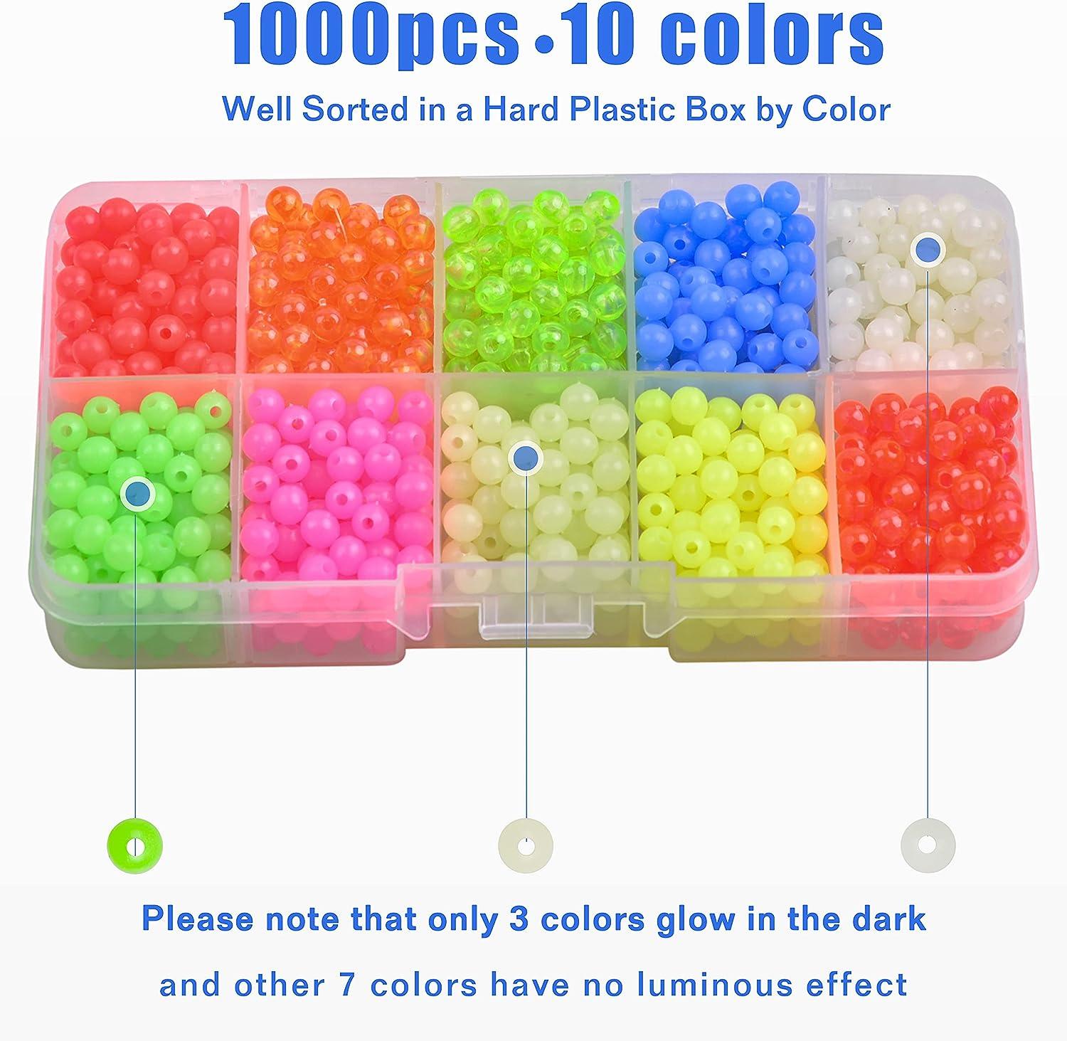 1000Pcs/Set Hard Fishing Beads 5mm Floats Plastic Glow Beads Night Fishing  Accessories Set 
