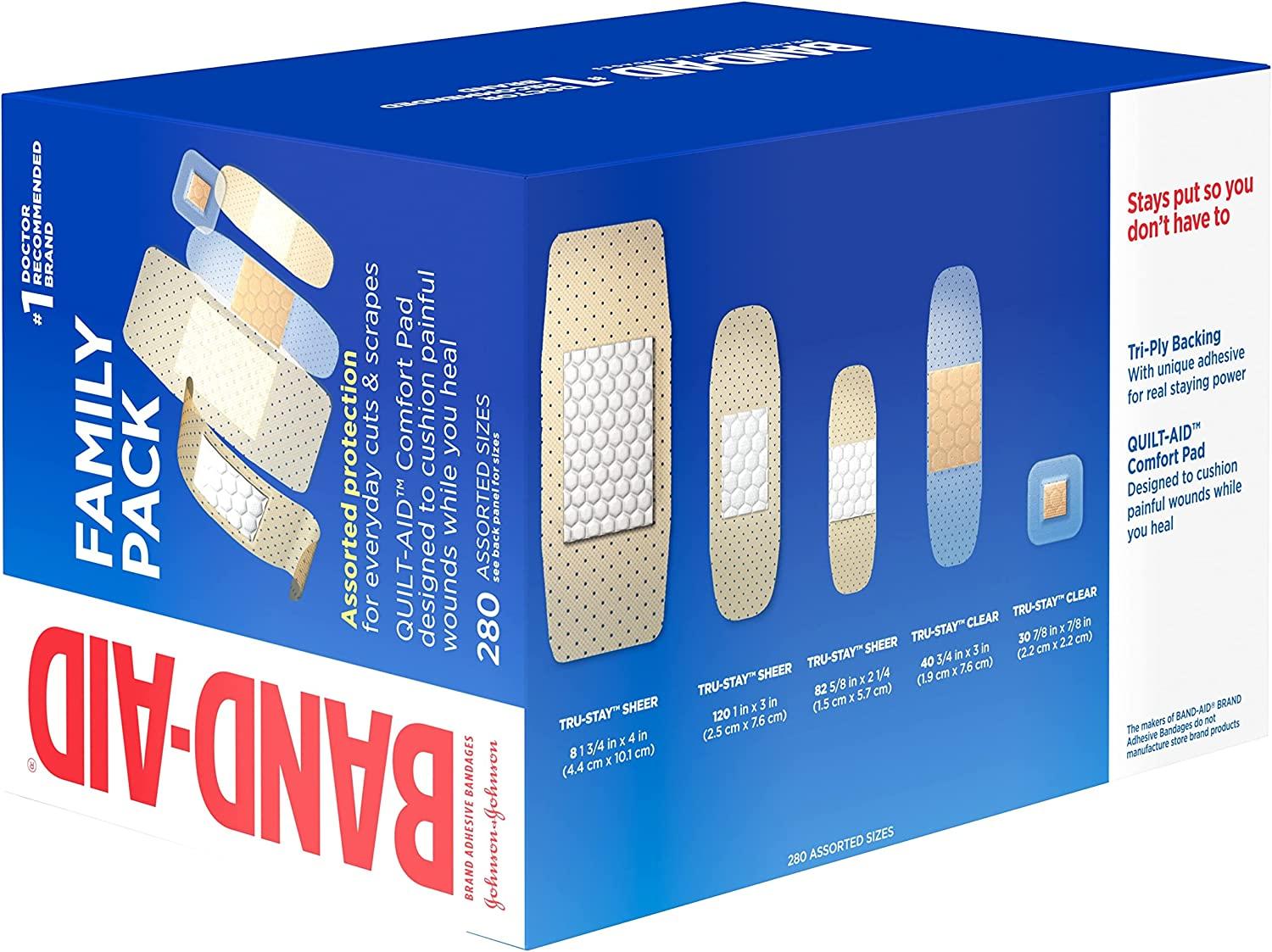 Band-Aid Brand Adhesive Bandage Family Variety Pack, Assorted, 280