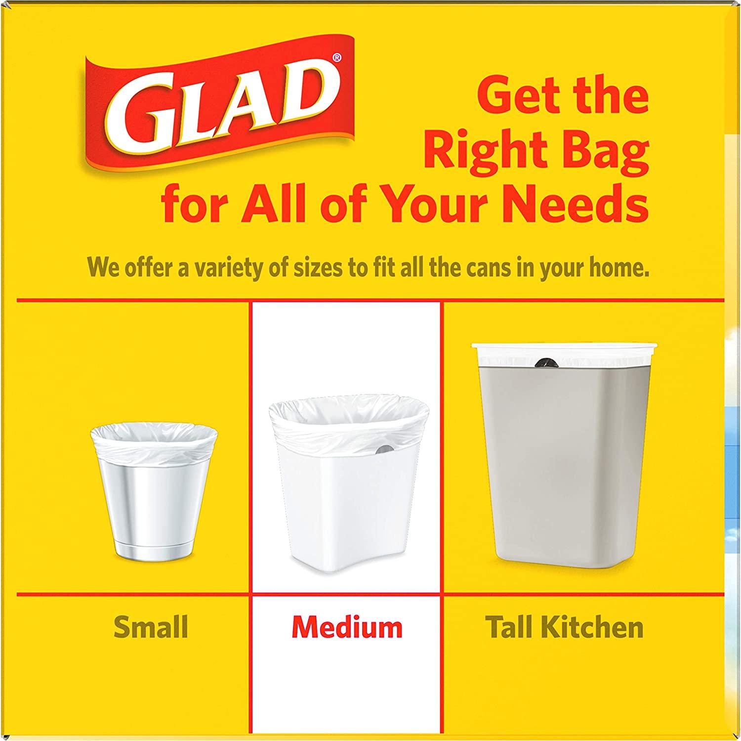 Glad Medium Drawstring Trash Bags, 8 Gallon, White, Fragrance Free, 80  Count, Pack May Vary