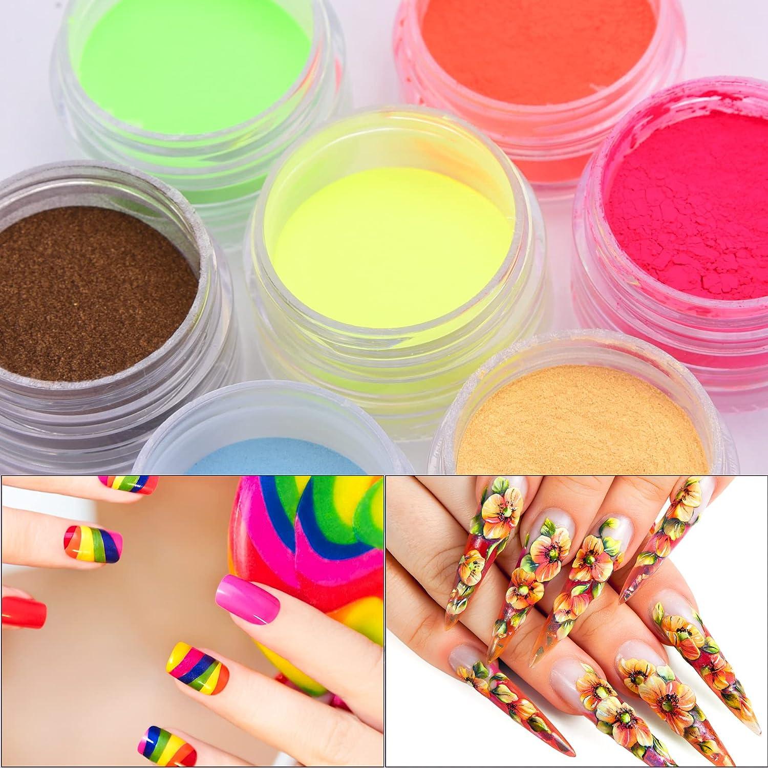 6 Colors Nail Pigment Powder Gel Acrylic Nails Art Pigments Colorful  Luminous Powder Iridescent Glitter Pearlescent High-Gloss Halo Powder For  Nail Art, Body And Crafts
