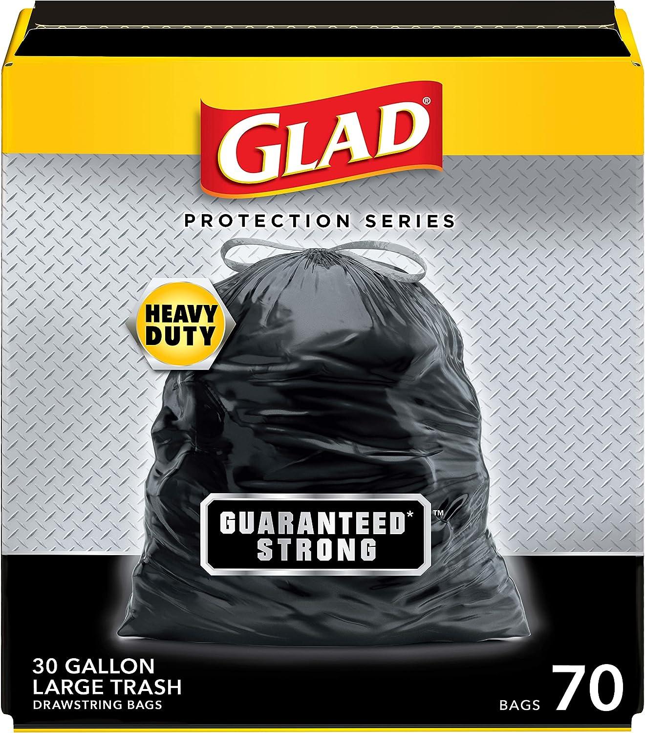 Basic Large Trash Bags, 30 Gallon, 5 Bags (Drawstring)