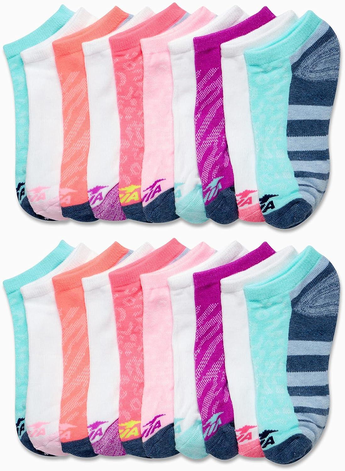 Avia Girls' Socks - 20 Pack Performance Cushion Low Cut Socks