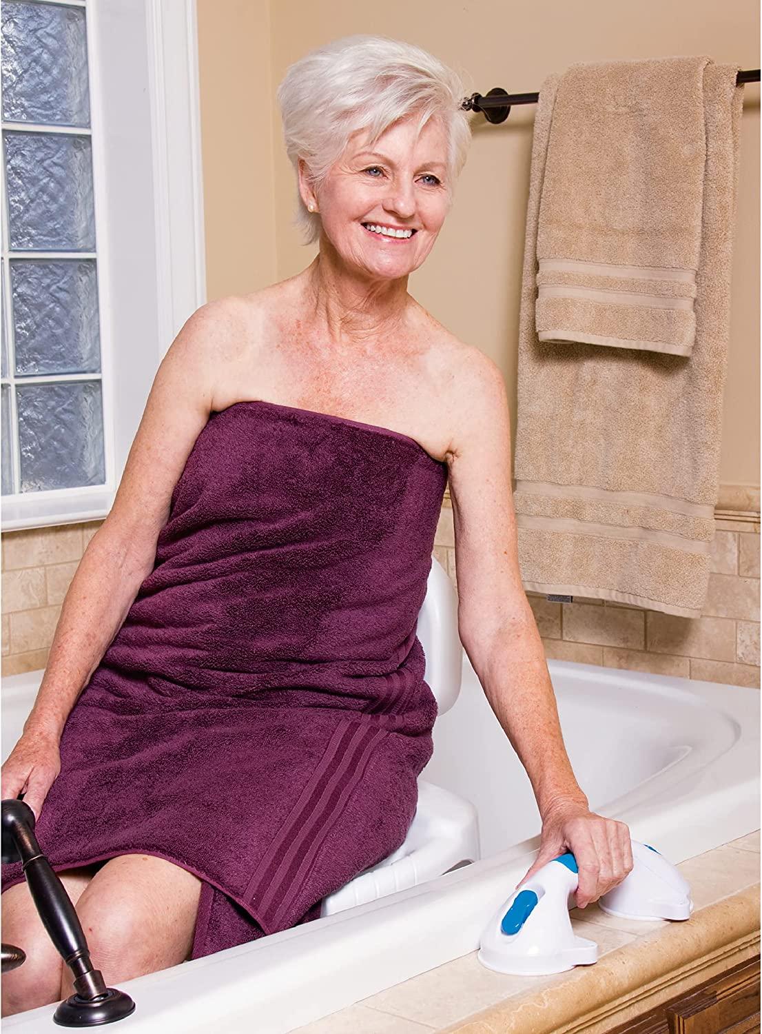 Carex Health Brands Bathtub Rail with Finish Bathtub Grab Bar Safety Bar  for Seniors and Handicap for Assistance Getting in and Out of Tub, Easy to