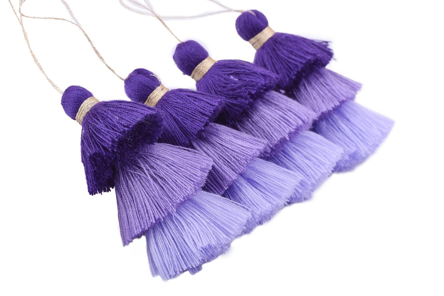  KONMAY 4pcs Tri-Layered Tassels with Hanging Loop for Jewelry  Making, Clothing