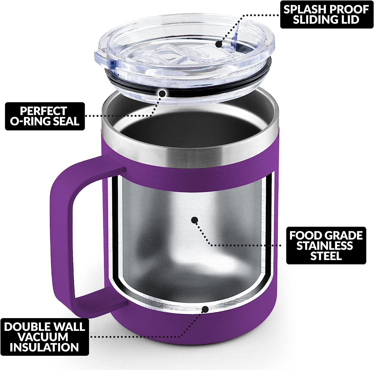 Stainless Steel Vacuum-Insulated Mug with Handle and Splash-Proof