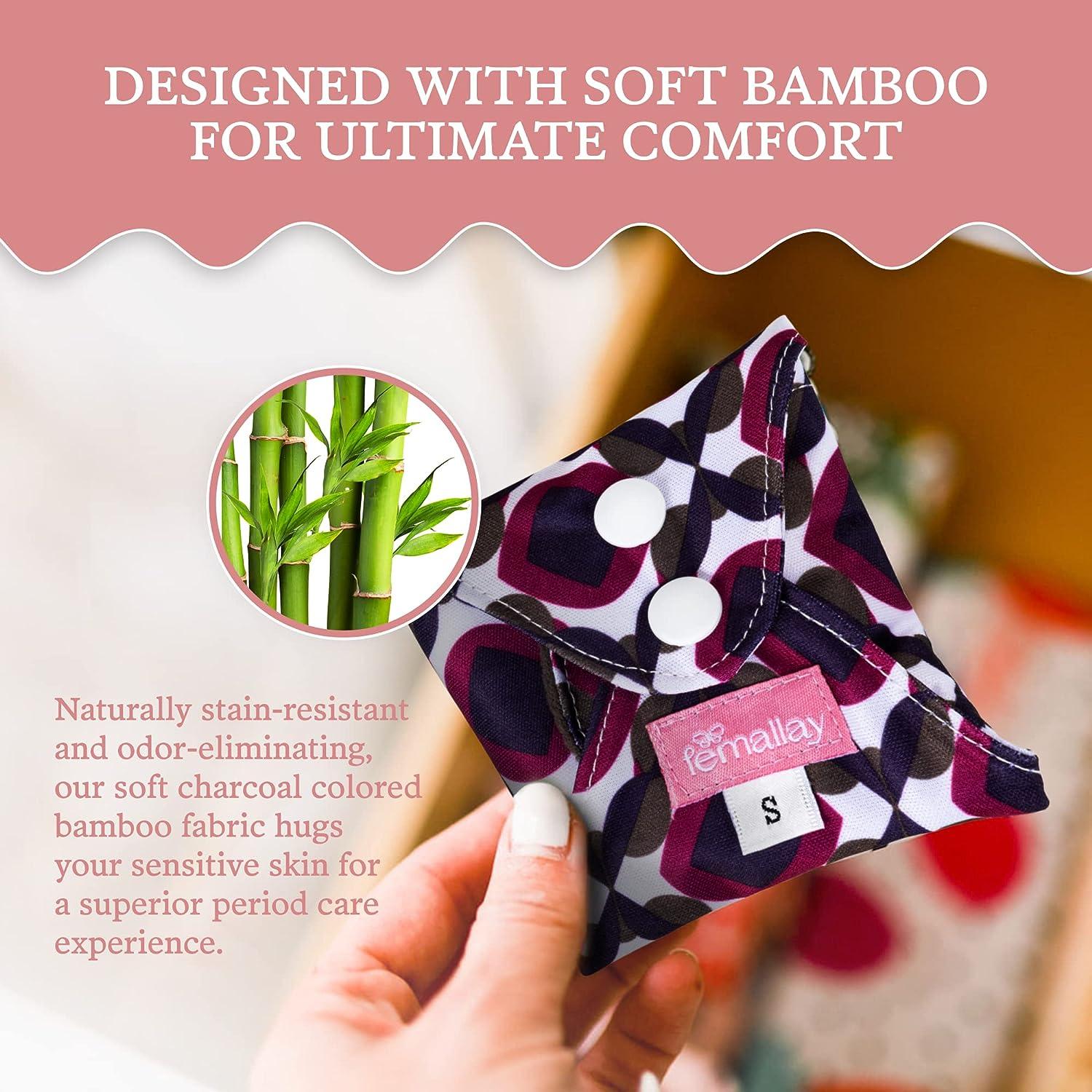 Bamboo Reusable Sanitary Pads - Day Period Pads Bamboo Charcoal
