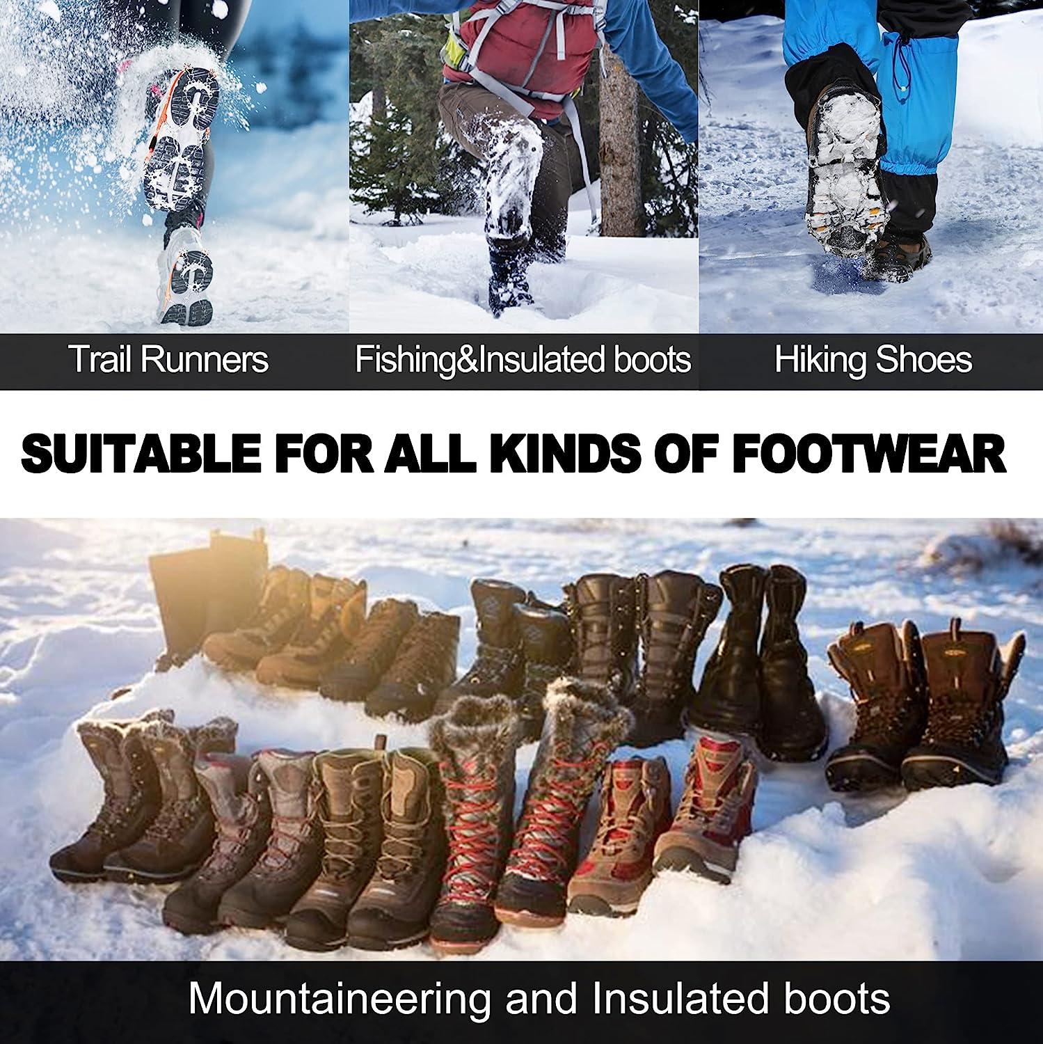 LECEVOCY Crampons, Ice Cleats for Shoes and Boots, 19 Spikes