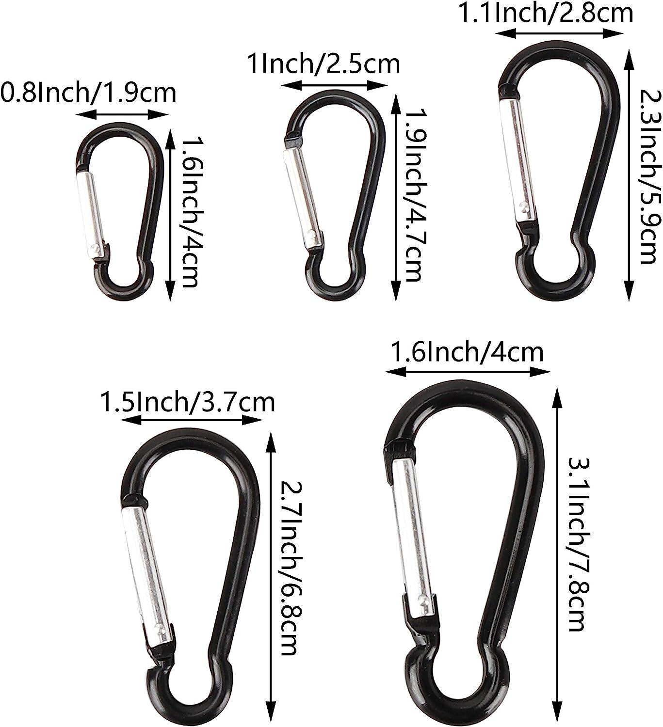 6 Pc Small D-Ring Aluminum Carabiner 2-3/8 Clip Snap Lock Hook Key Chain  Colors