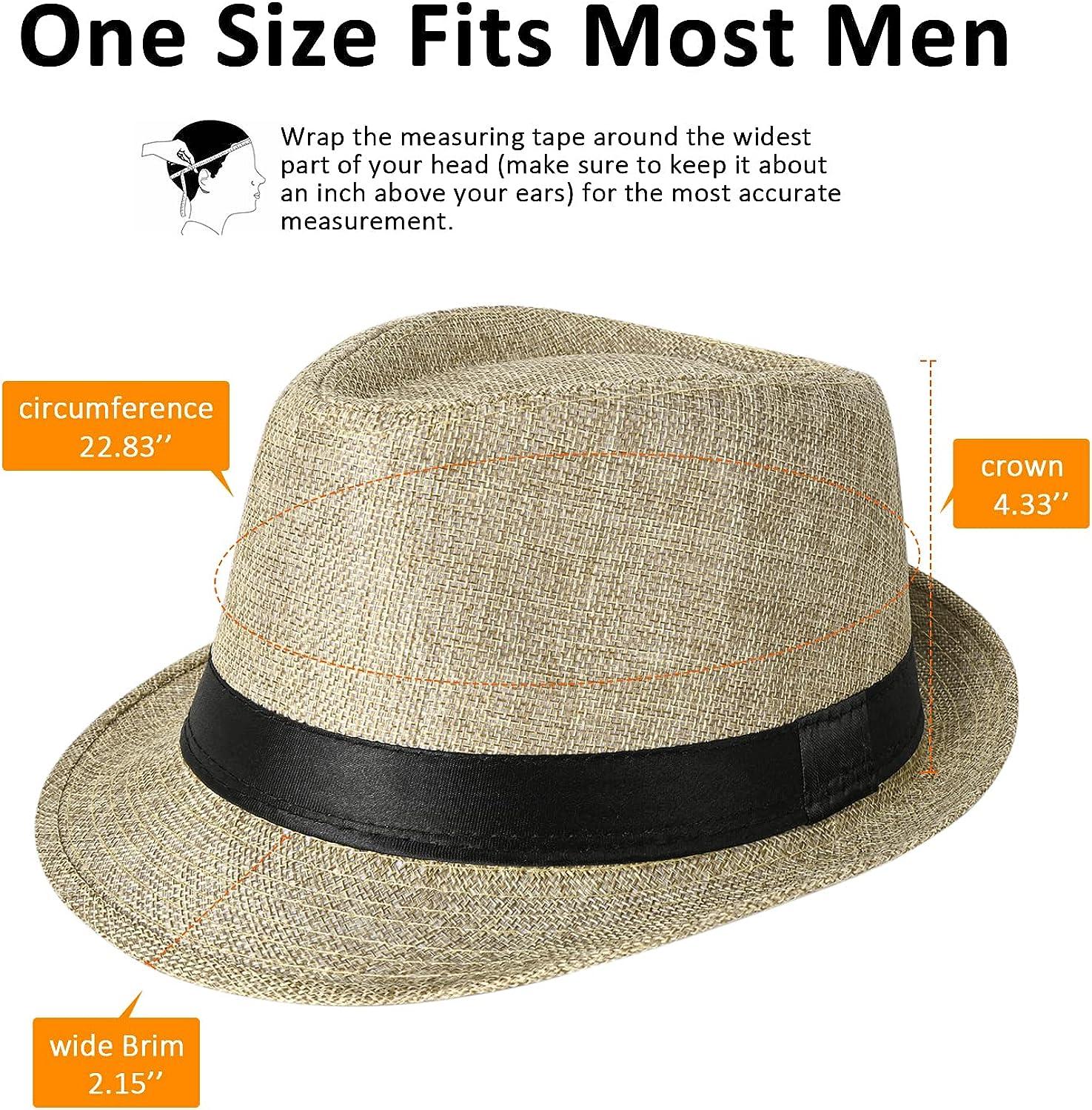 Men Wide Brim Straw Hat,Man Summer Beach Fedora Sun Hat UPF50+