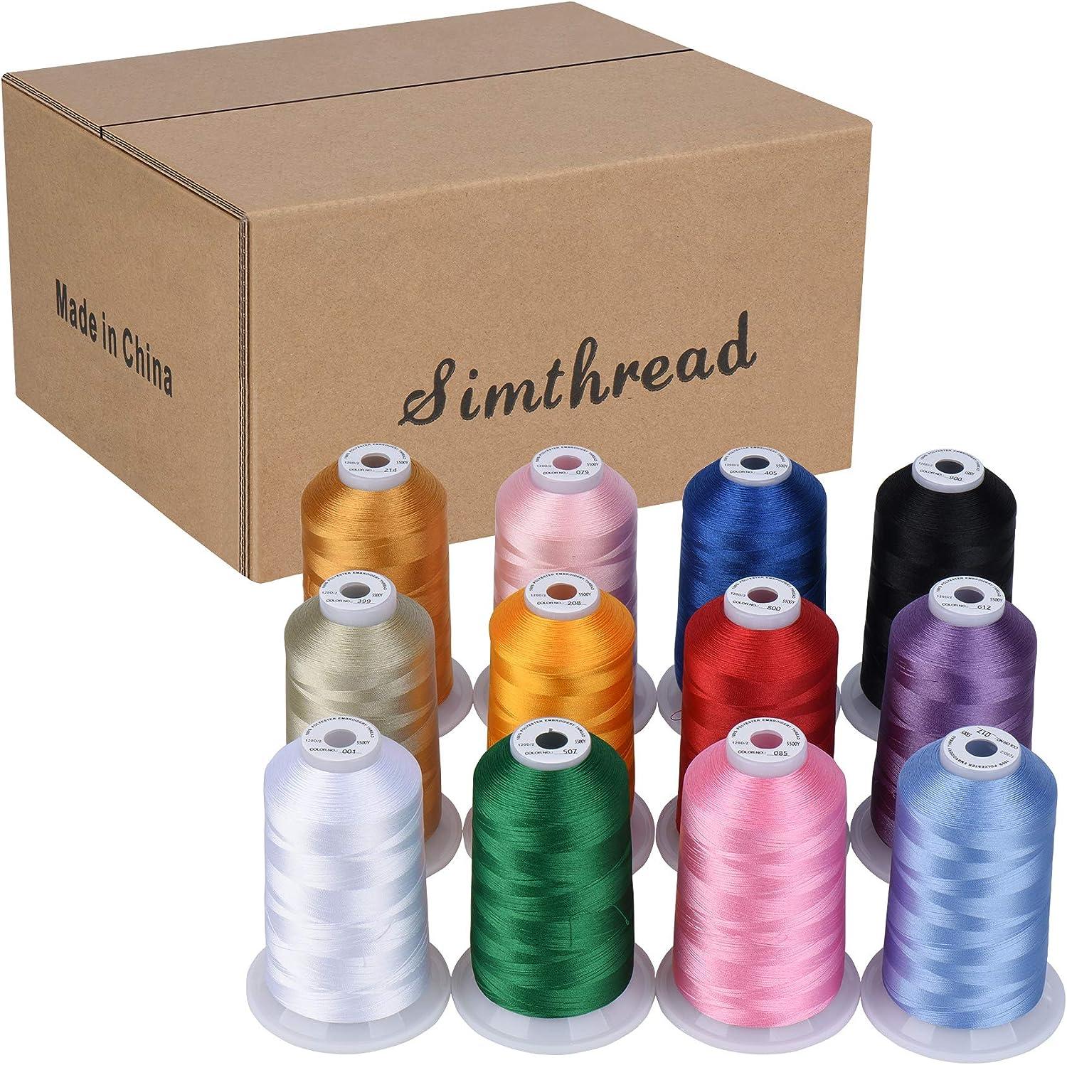 Simthread 12 Brother Colors of Huge Spool 5000M Polyester Embroidery  Machine Thread for Commercial and Domestic Embroidery Machines -Assorted  Color 1 Assortment Color 1