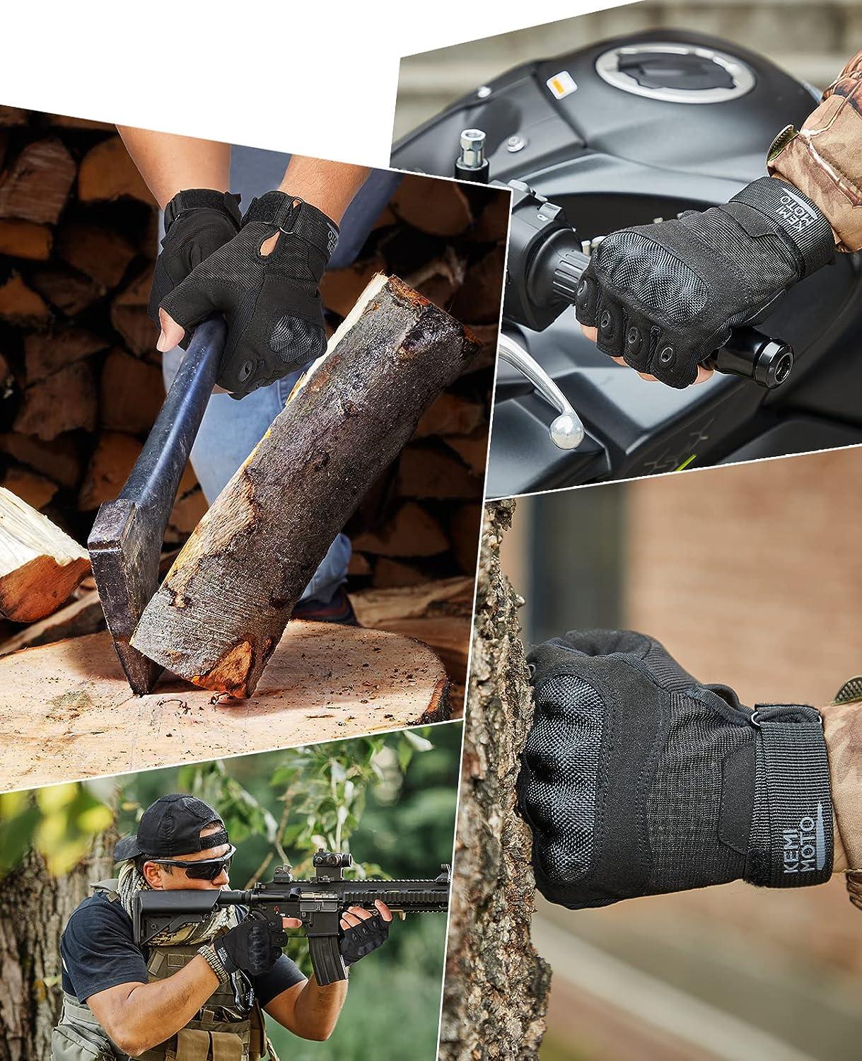 kemimoto Fingerless Tactical Gloves for Men, Motorcycle Gloves for