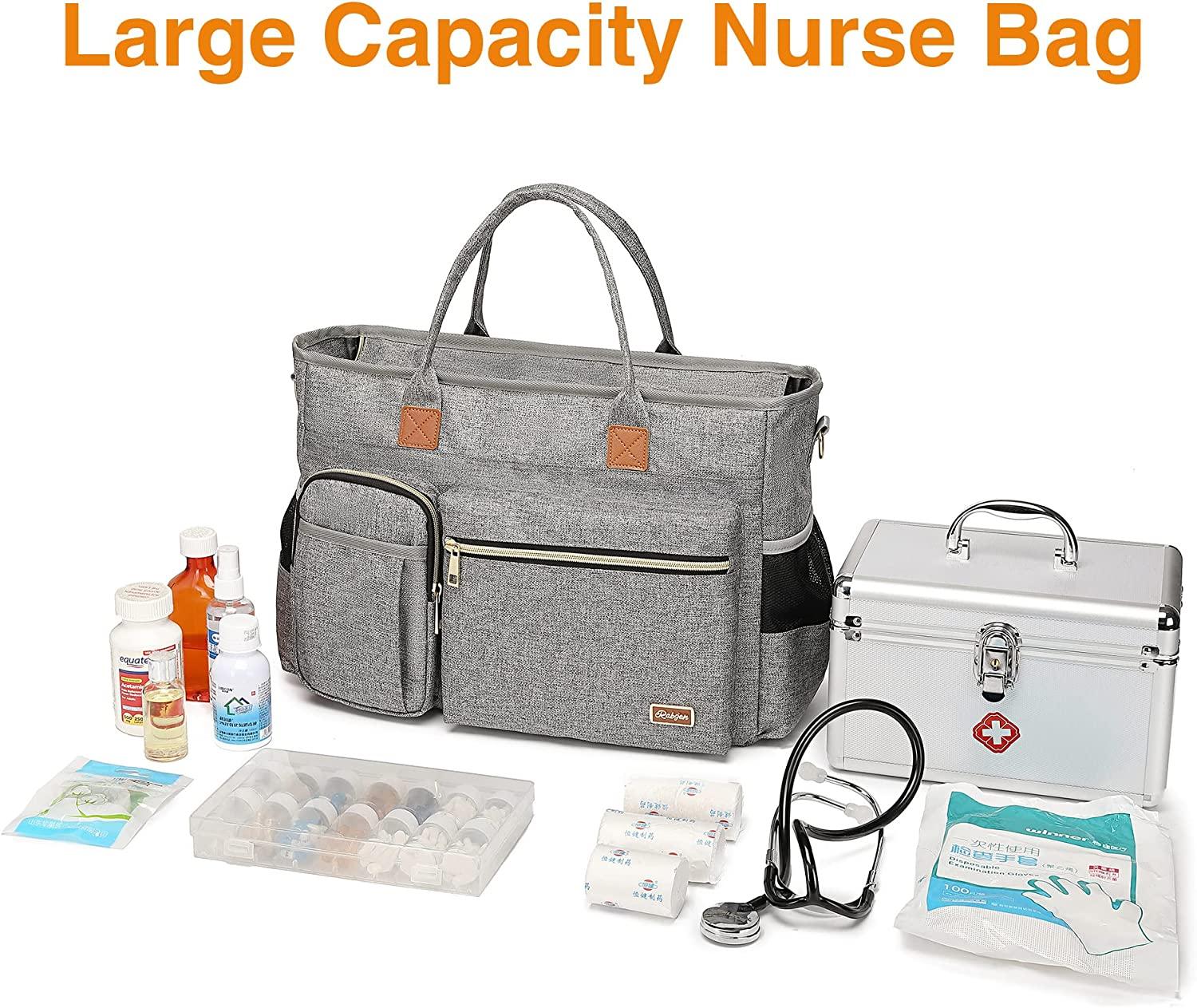  Damero Nurse Tote Bags with Organizer Insert Bag, Medical  Supplies Bags with Laptop Sleeve for Home Care Nurse, Medical Students and  More, Gray : Clothing, Shoes & Jewelry