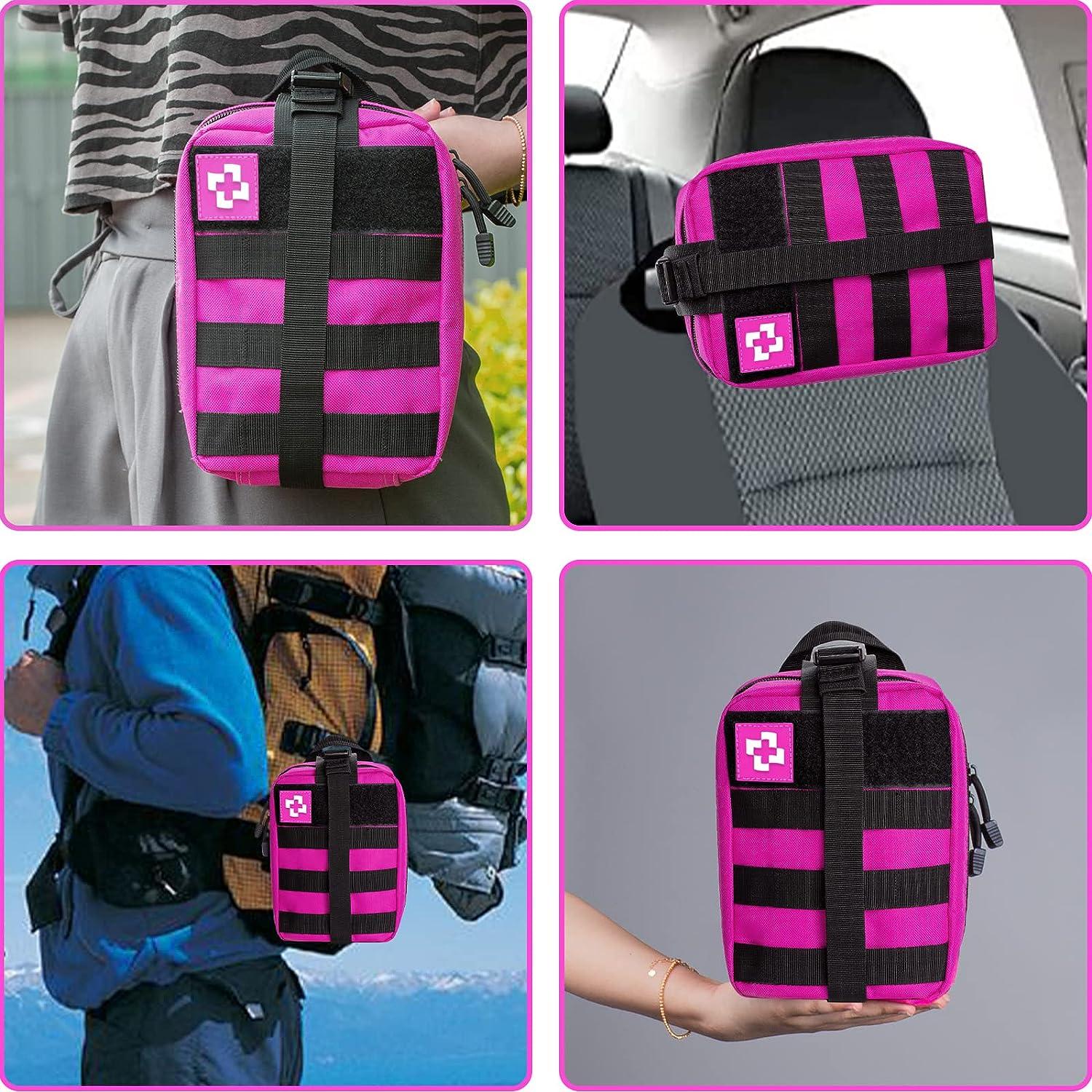 Pink Survival Kit for Women, Camping and Hiking Essentials with