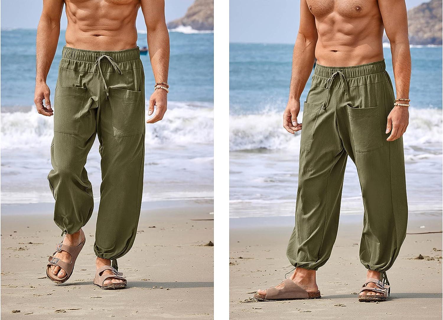 Buy Mast & Harbour Men Green Solid Cotton Linen Cargo Trousers - Trousers  for Men 18248334 | Myntra