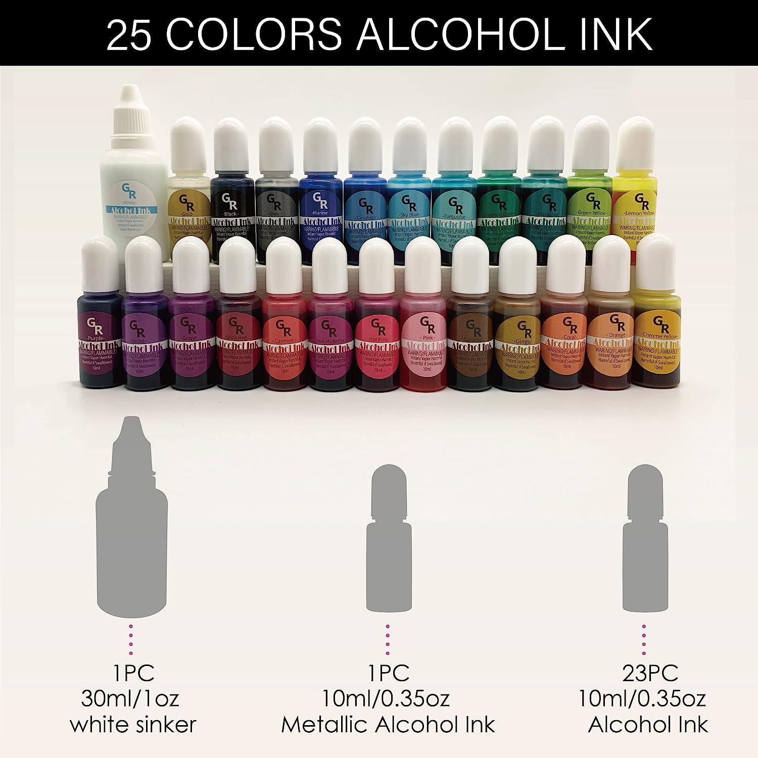 Metallic Alcohol Ink Set - 26 Metallic Colors Alcohol Based Ink for Resin  Art