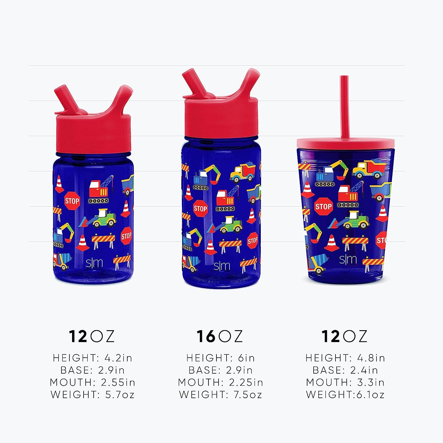 Simple Modern Kids Water Bottle Plastic Tritan Cup with Leak Proof Straw Lid | and Durable for Toddlers, Boys | Summit | 12oz, Under Construction