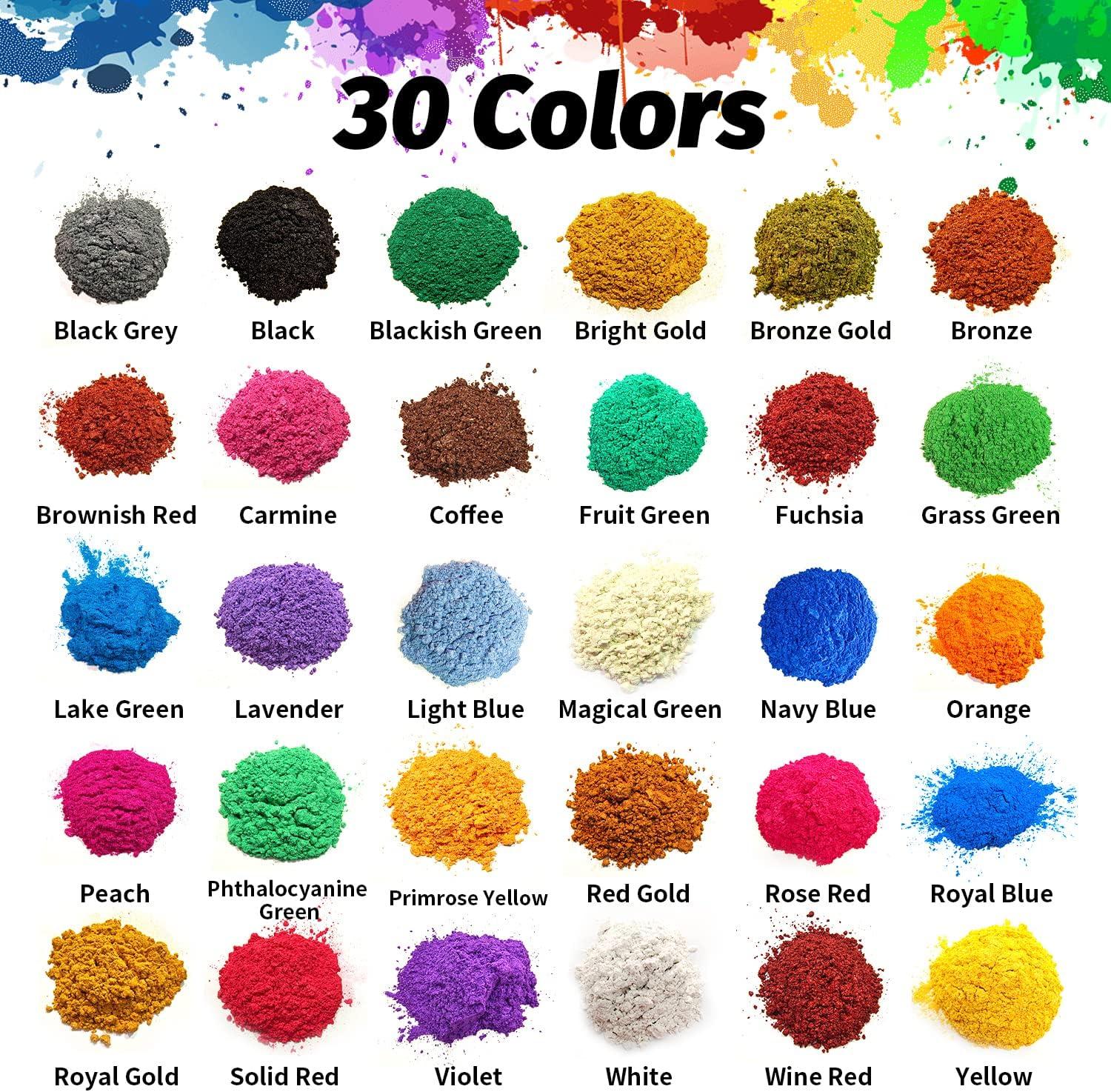Mica Powder Pigment 24 Color,Non-Toxic Safe Natural Epoxy Resin Dye Pigment  Powder for DIY Slime Coloring and Soap Dye Making Supplies,Bath Bomb