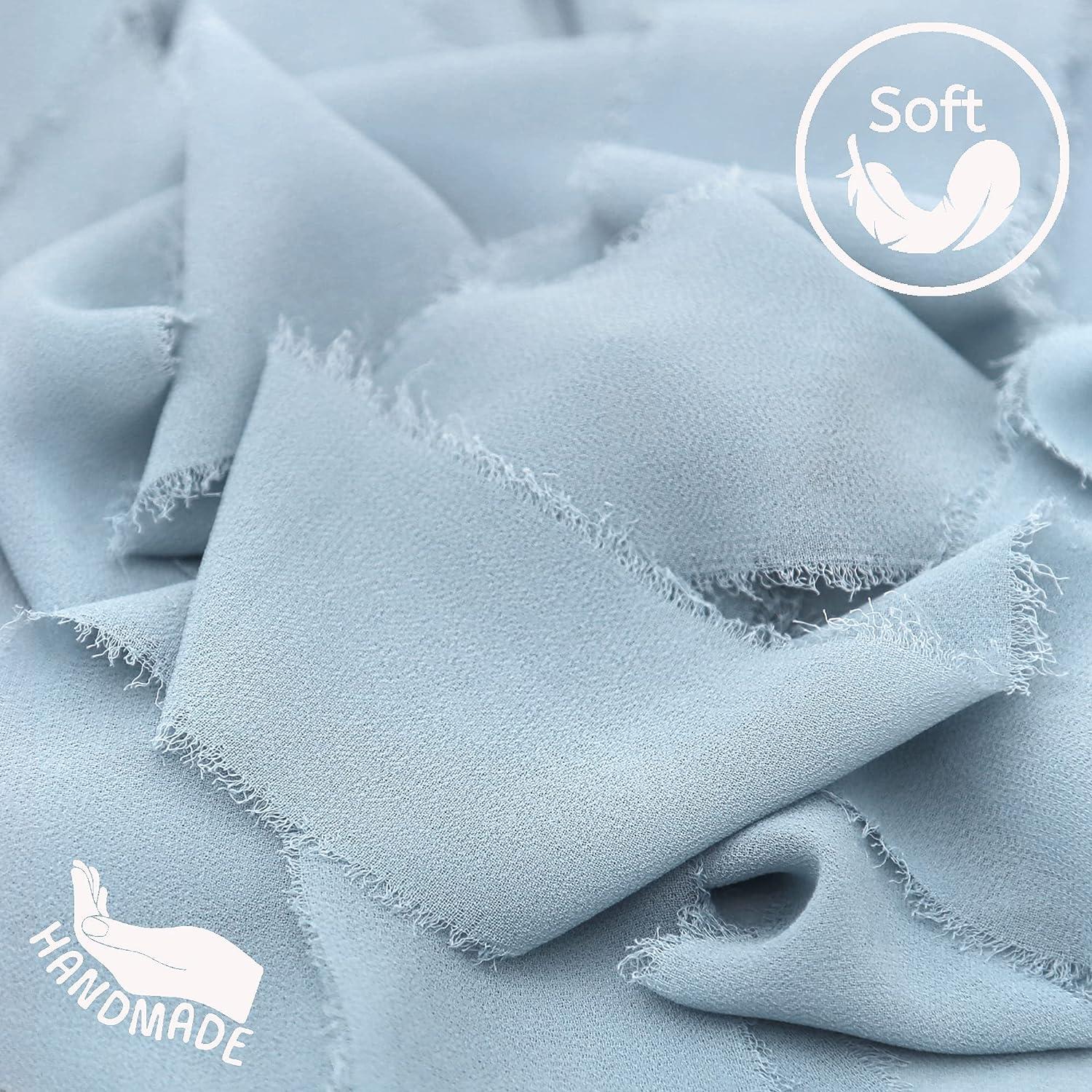Naler 6 Rolls 36 Yards Handmade Fringe Chiffon Ribbons for Gift Wrapping  Wedding Bouquets Bridal Shower Decorations,Dusty Blue 