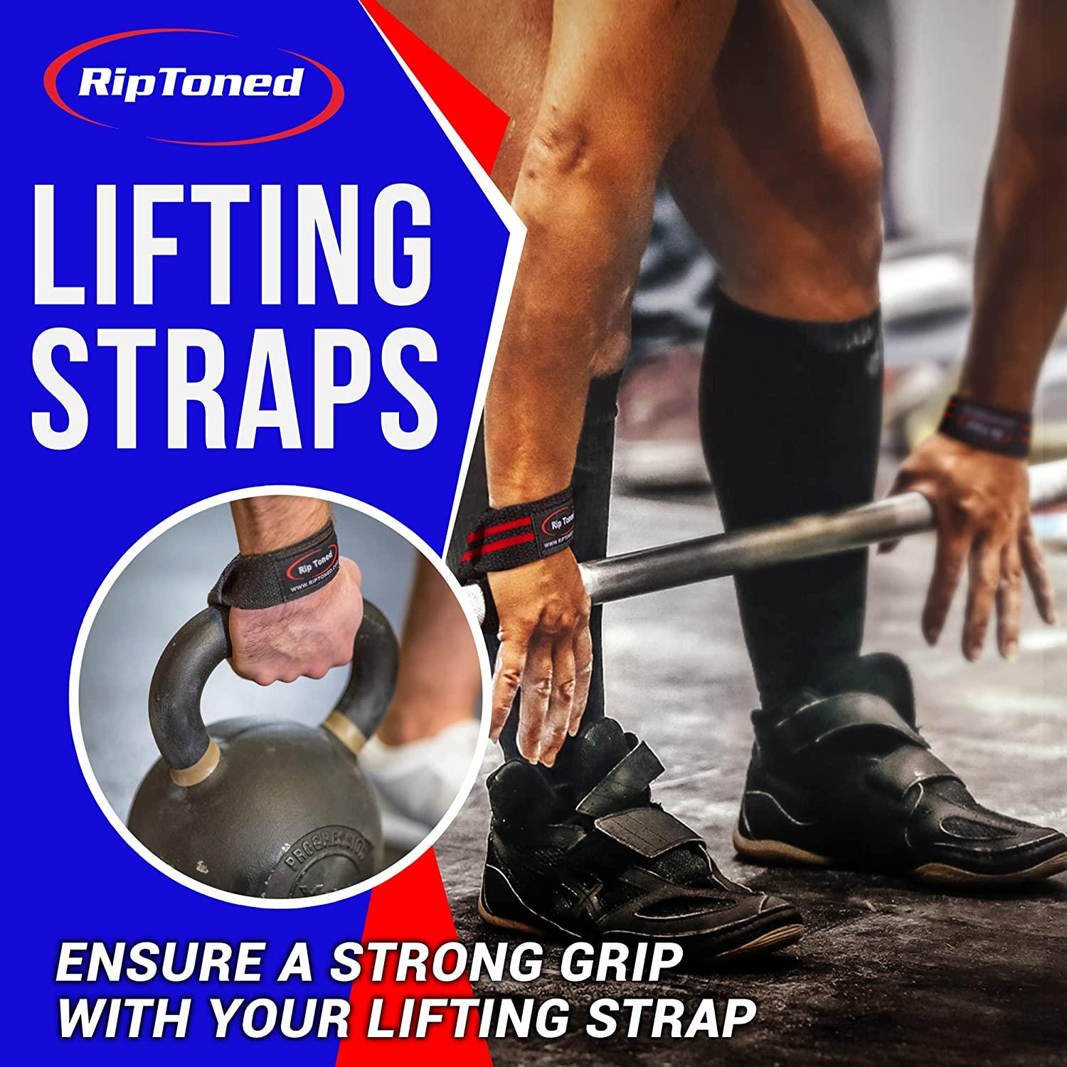 Rip Toned Lifting Straps for Weightlifting Pair of 23 In. Cotton Weight  Lifting Wrist Straps for Men & Women with Neoprene Padding Lifting Wrist  Wraps for Deadlift, Powerlifting & Strength Training Black