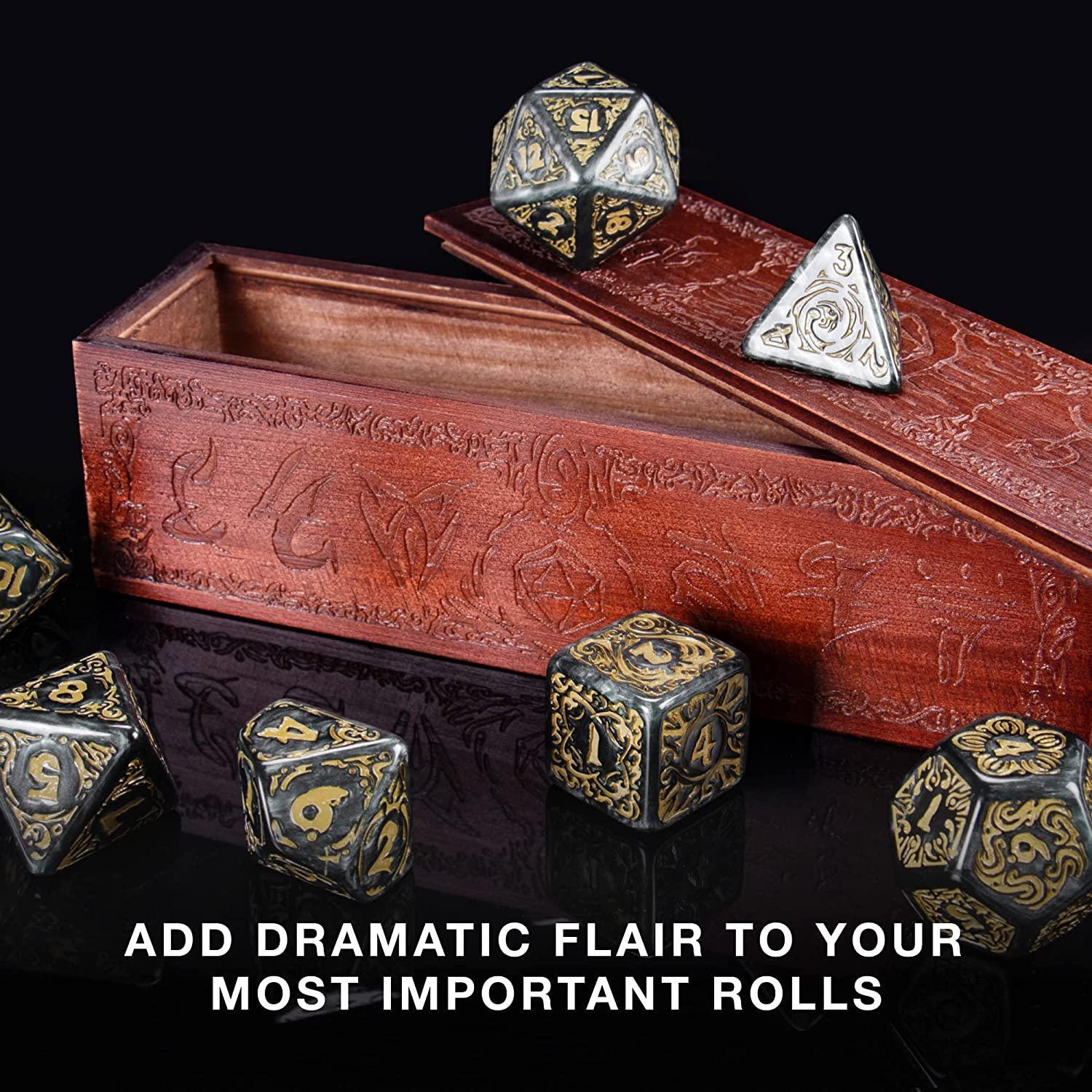 Wiz Dice Titan Dice - Polyhedral Large Dice Set for Tabletop RPG Adventure  Games with a Wooden Dice Box - DND Jumbo Dice Set, Suitable for Dungeons  and Dragons Dungeon Master Nyx