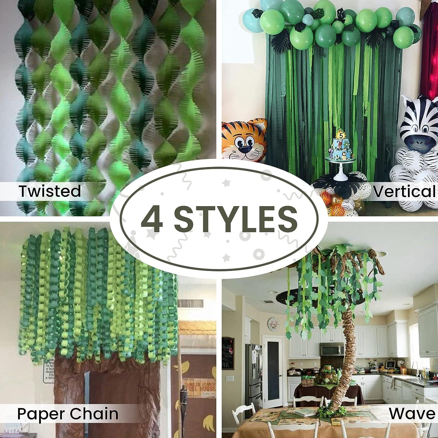 PartyWoo Crepe Paper Streamers 6 Rolls 492ft, Pack of Crepe Paper Streamers in Green and Gold, Crepe Paper for Birthday Decorations, Party