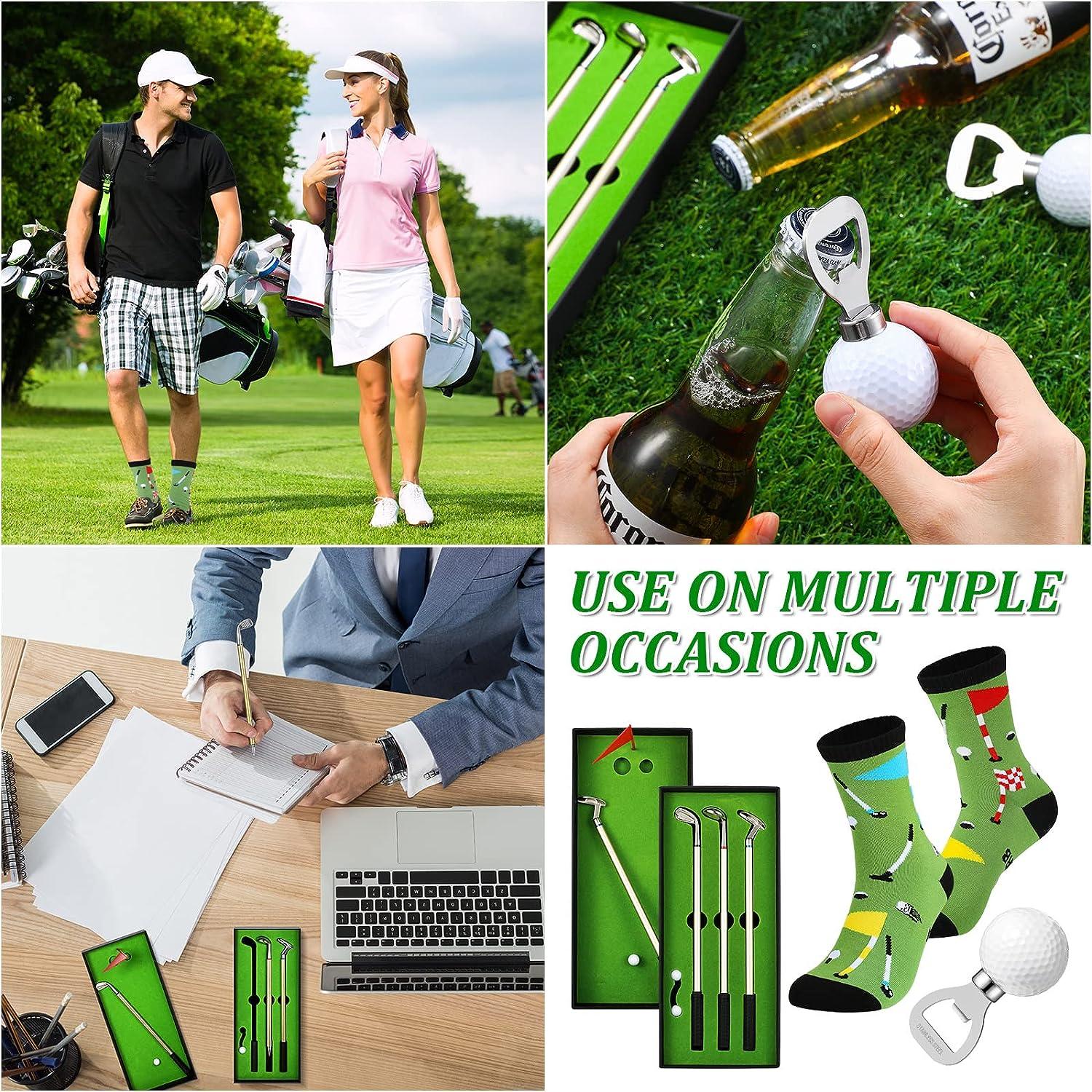 Yaomiao 3 Set Mini Golf Pen Gift Set Golf Gifts for Men Cool Office Gadgets  Desk Accessories Golf Socks Golf Ball Bottle Opener Mini Desktop Golf for  Dad Coworkers Adult