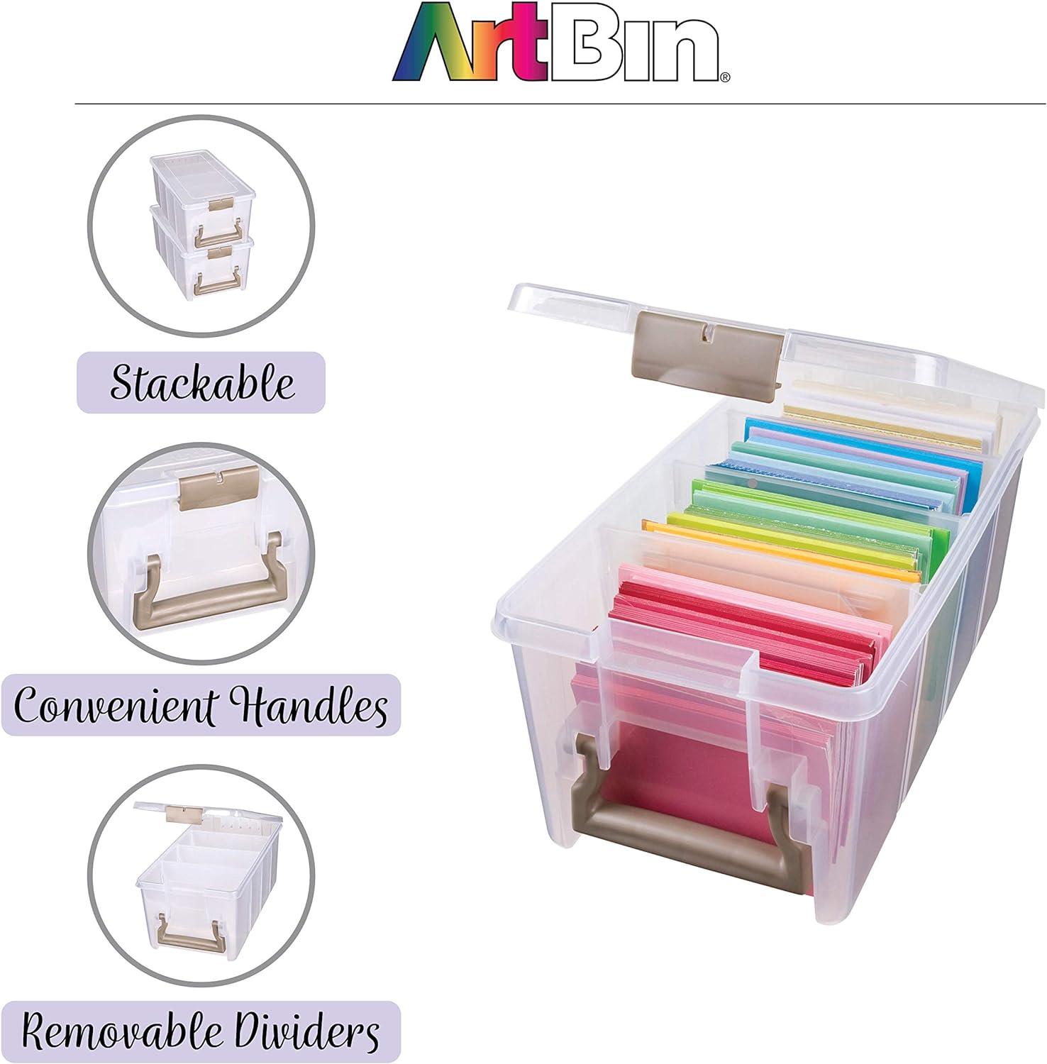 ArtBin 6925AB Semi Satchel with 3 Removable Dividers Portable Art & Craft  Organizer with Handle 1 Plastic Storage Case Clear Gold Dividers