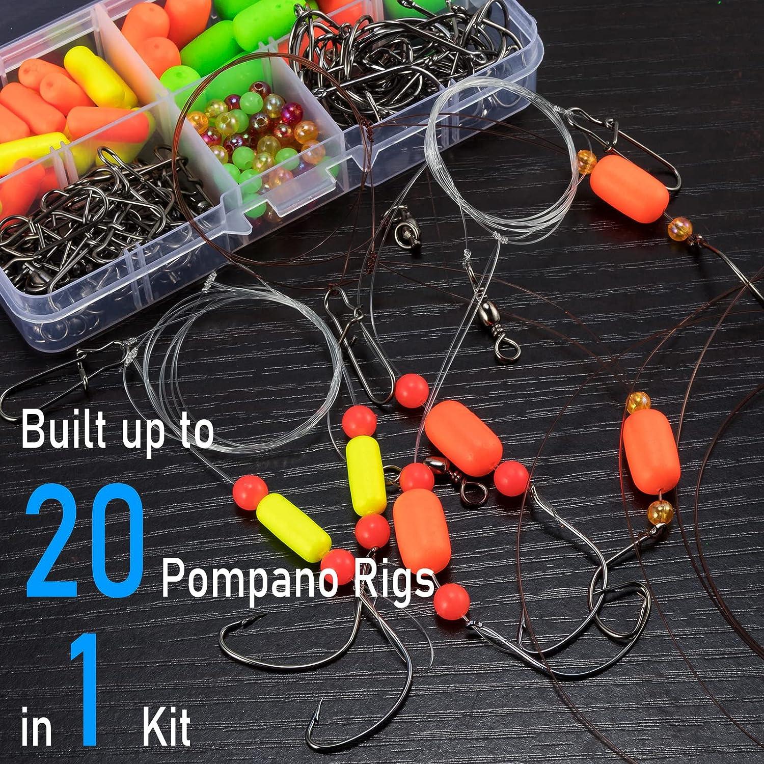 Dr.Fish 200PCs Pompano Rig Making Kit Surf Fishing Rig Accessories Bottom  Rig Parts Snell Floats Fishing Beads Circle Hooks Saltwater Fishing Swivels  Duo Lock Snaps Single Color Float Kit