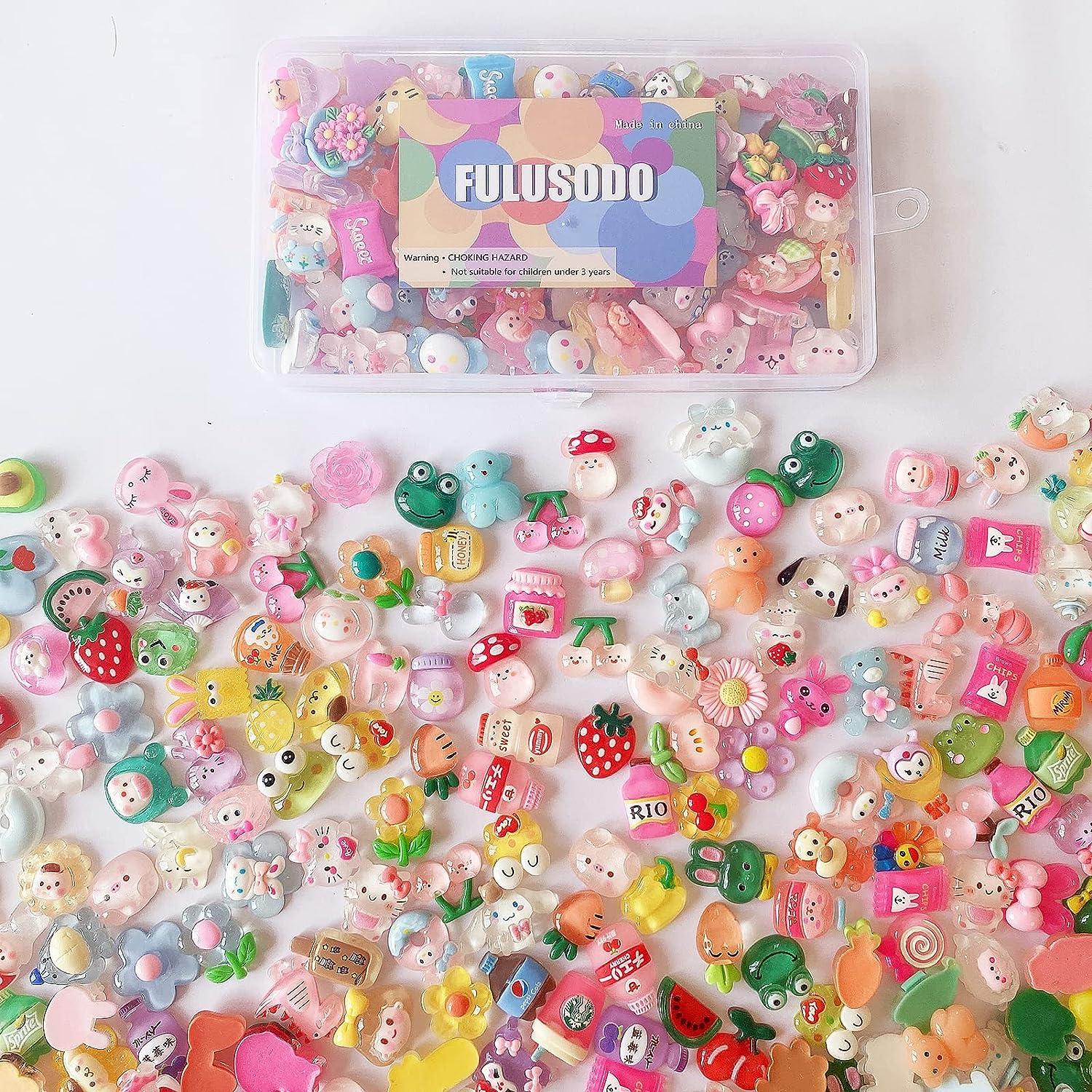 100pcs Slime Charms Cute Set Resin Charms Mixed Assorted Candy