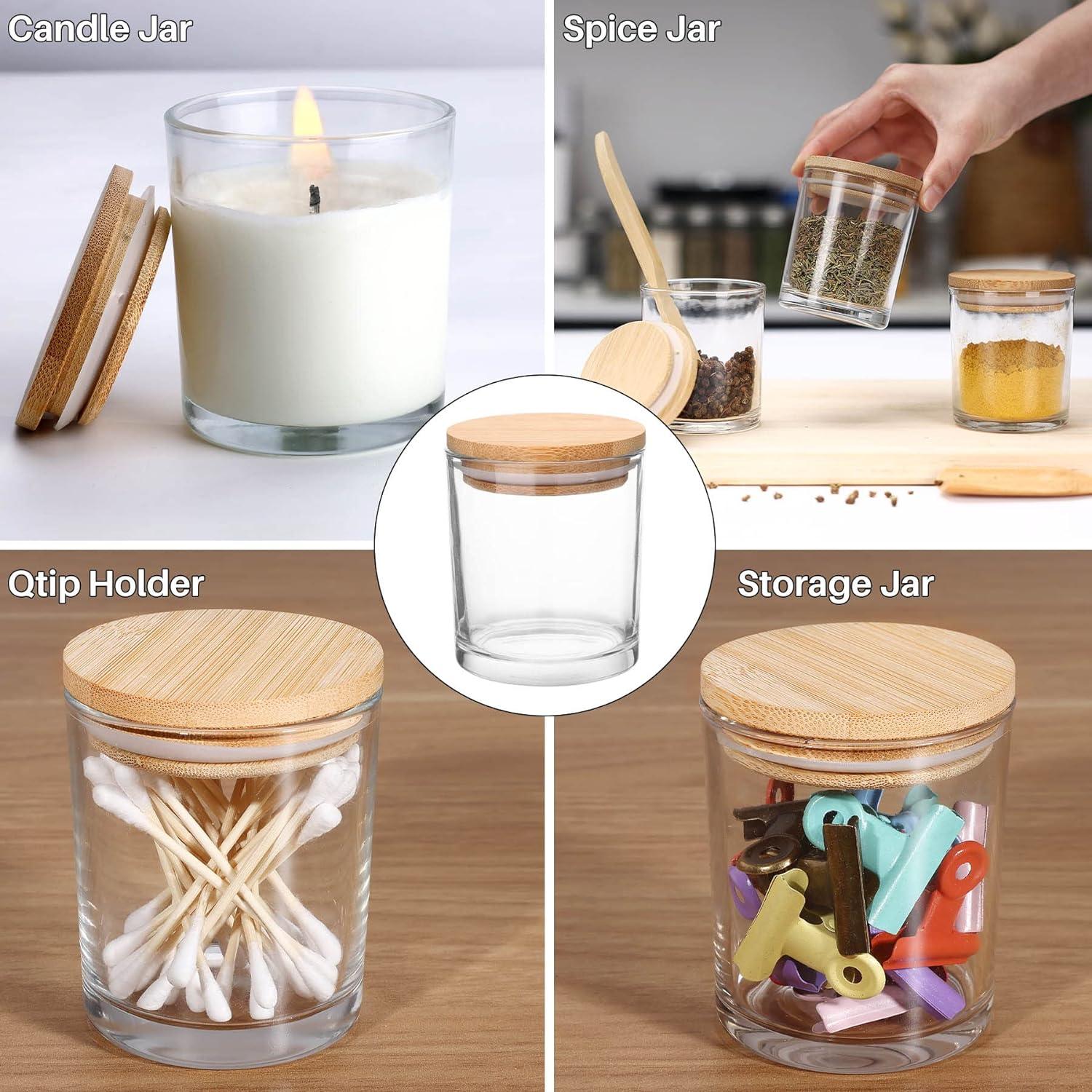  Glass Spice Jars with Labels Bamboo, 36 pcs Glass